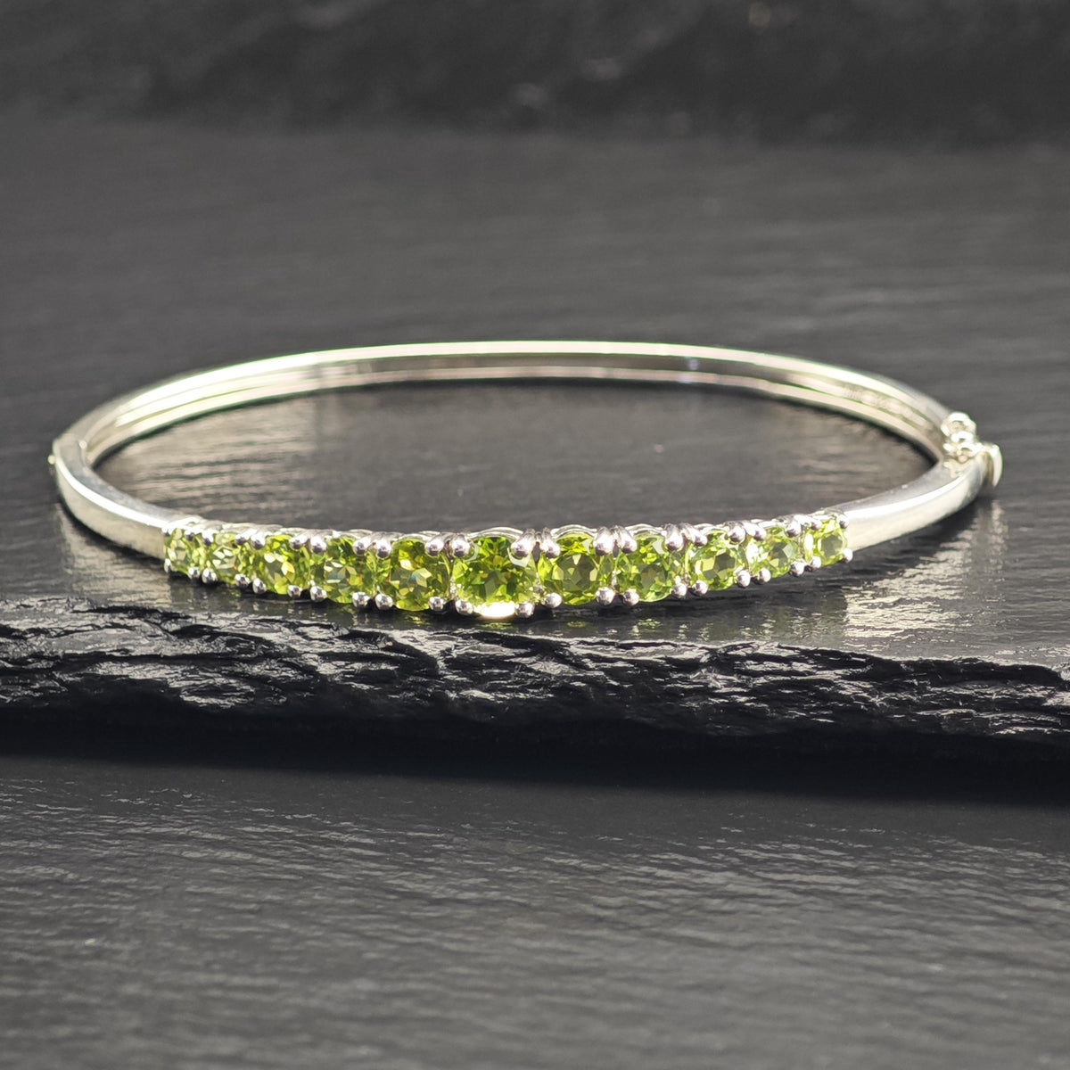 Choice of Garnet & Peridot Sterling Silver Bangles Sz 7 1/4" BR3129
