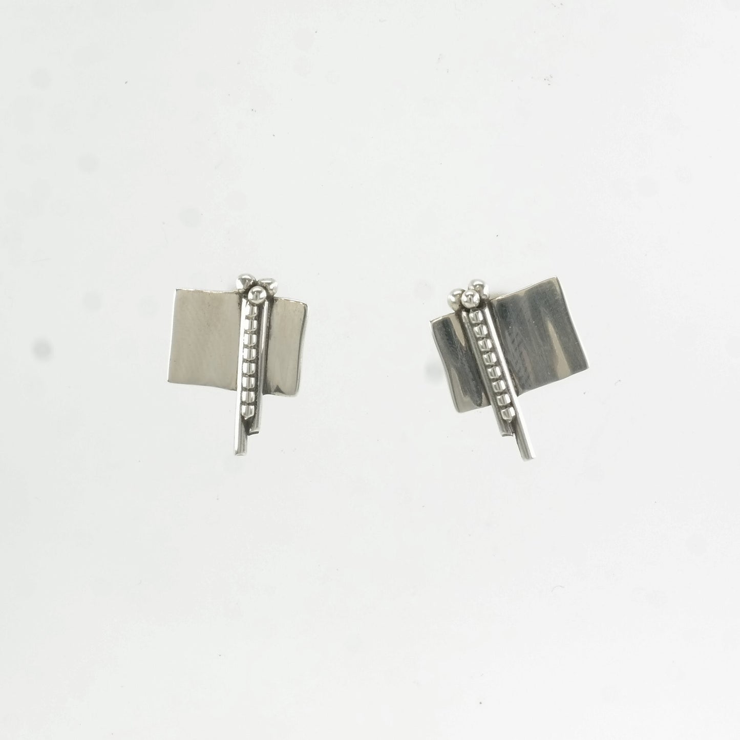 Vintage Sterling Silver Modernist Earrings Stud