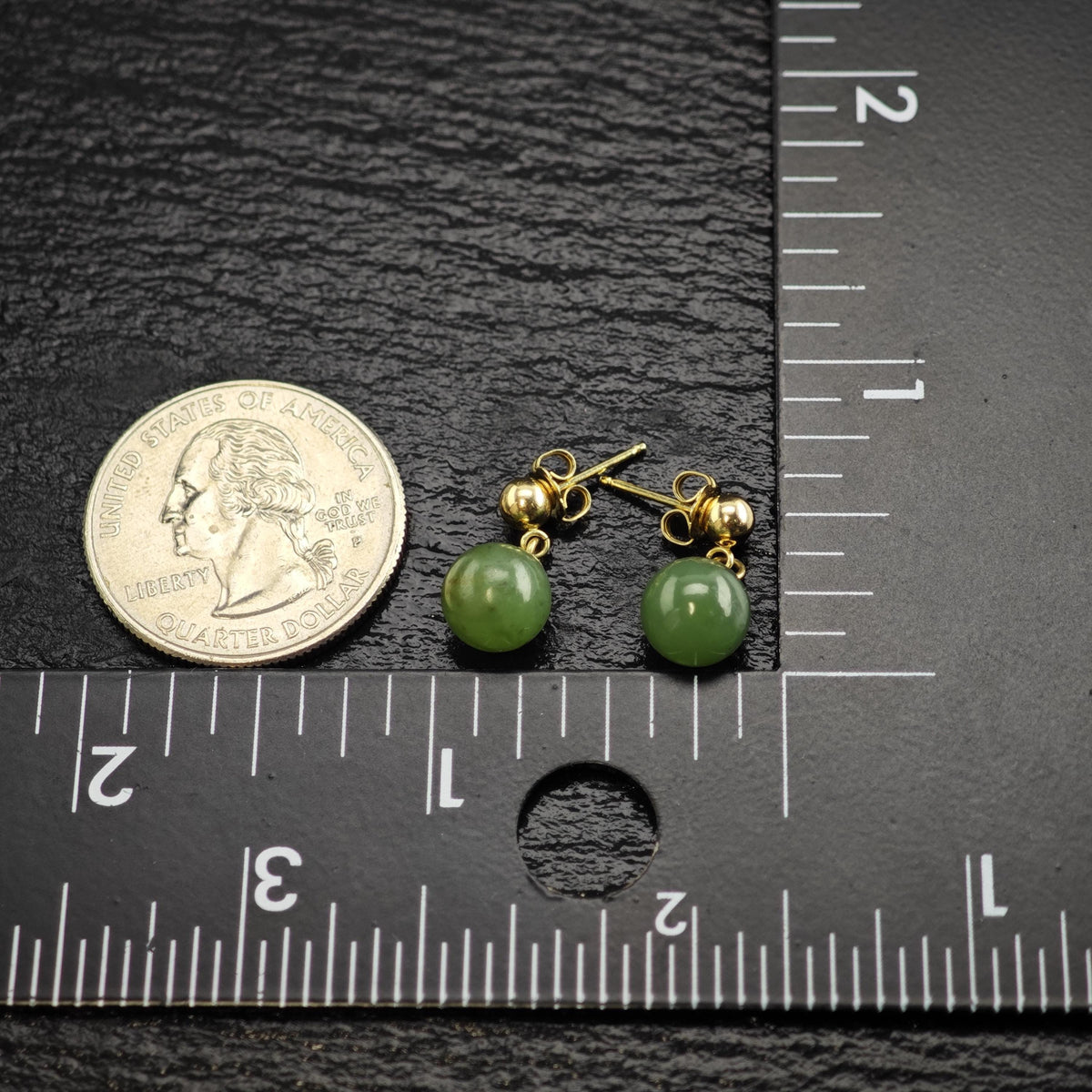 Nephrite Jade 14K Gold Stud/Dangle Earrings ER3224