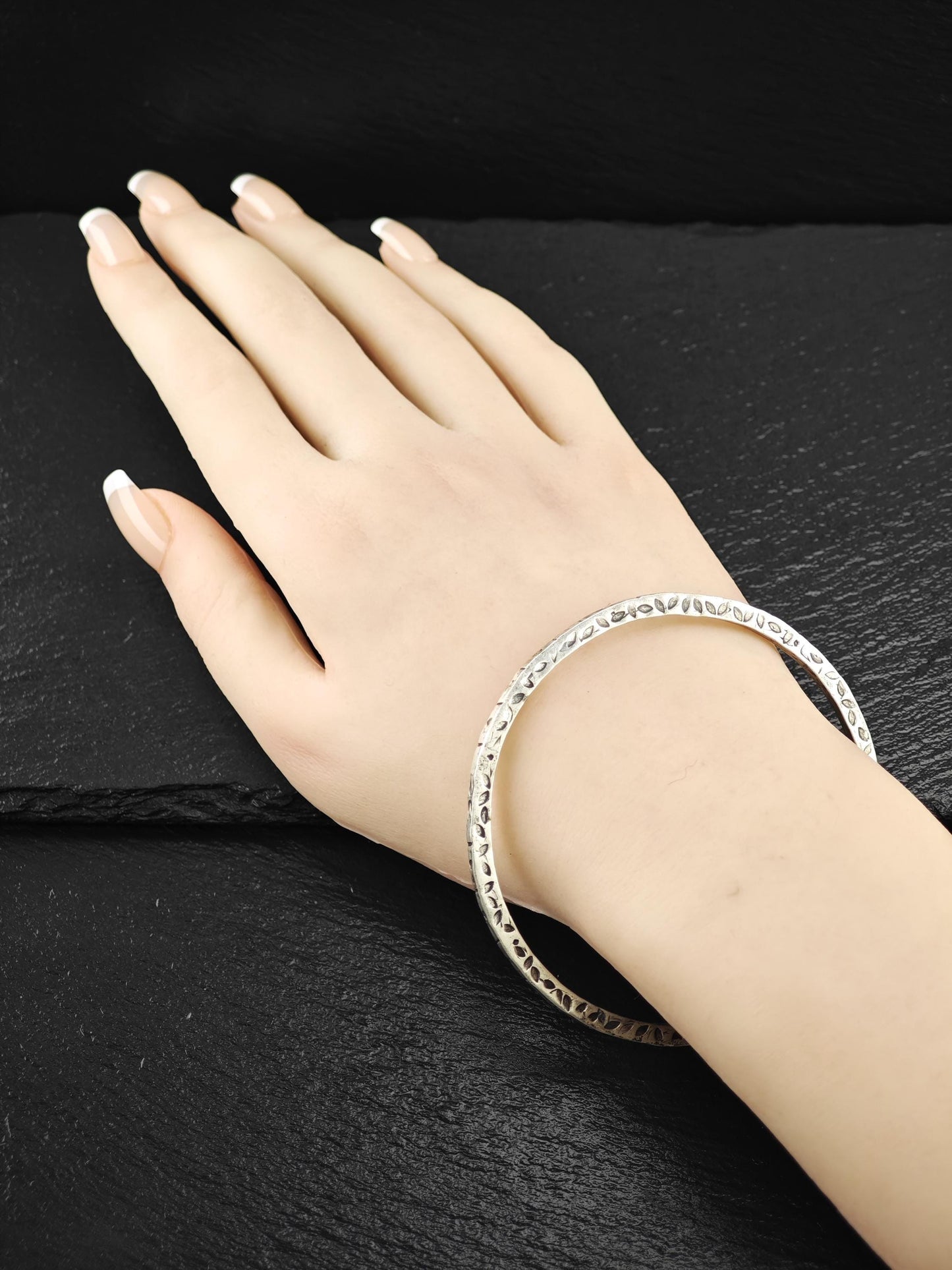 Stackable Foreign Brutalist, Bangle Bracelet Sterling Silver