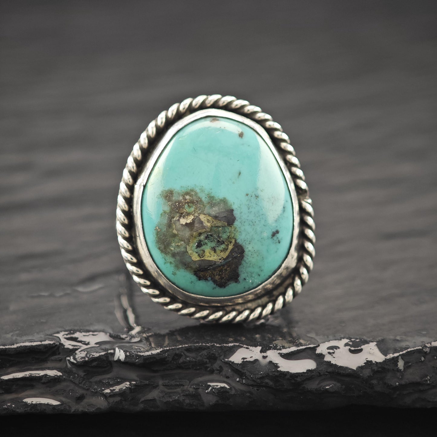 Native American Turquoise Ring Sterling Silver Size 6 1/4