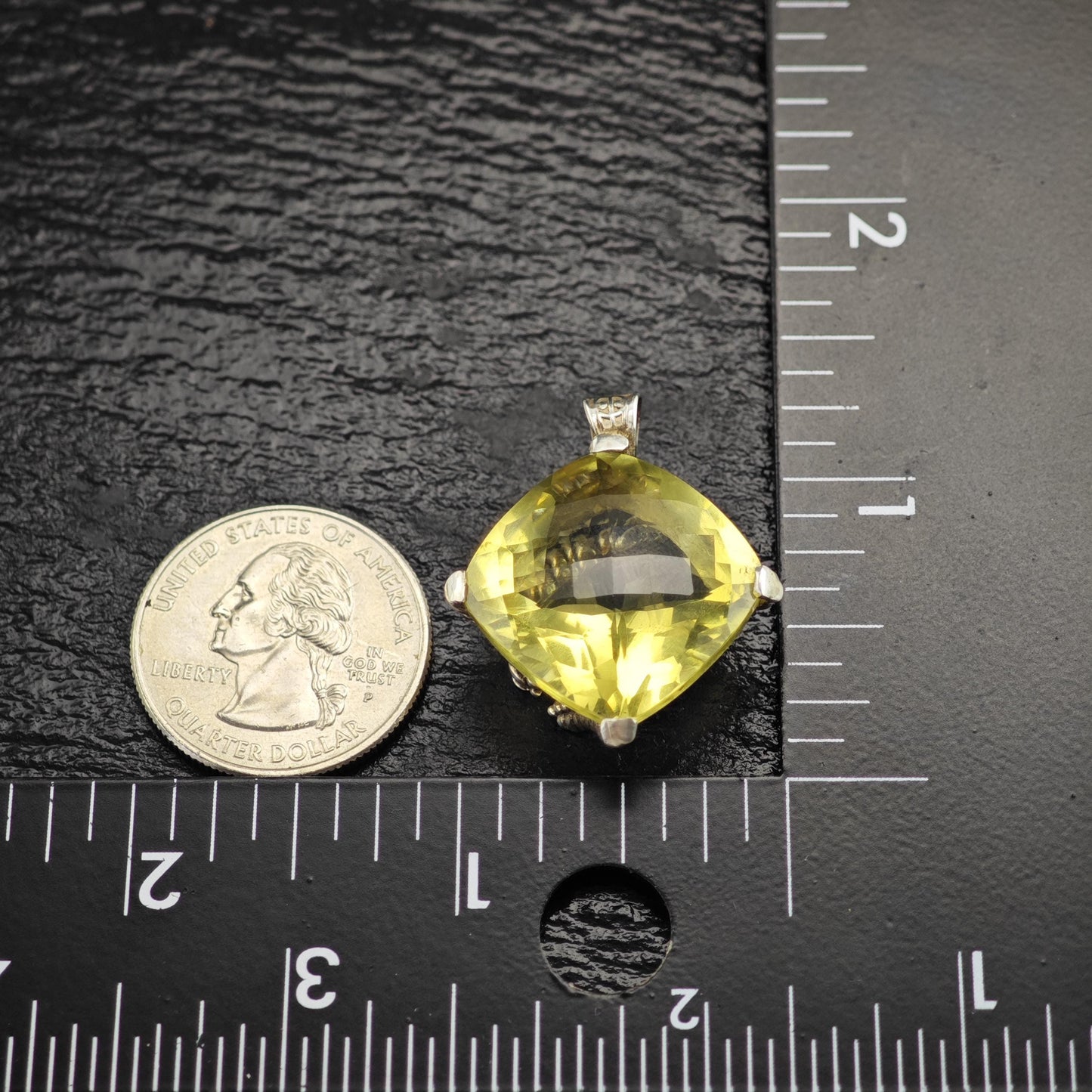 AS IS Yellow Quartz Sterling Silver Pendant P3053