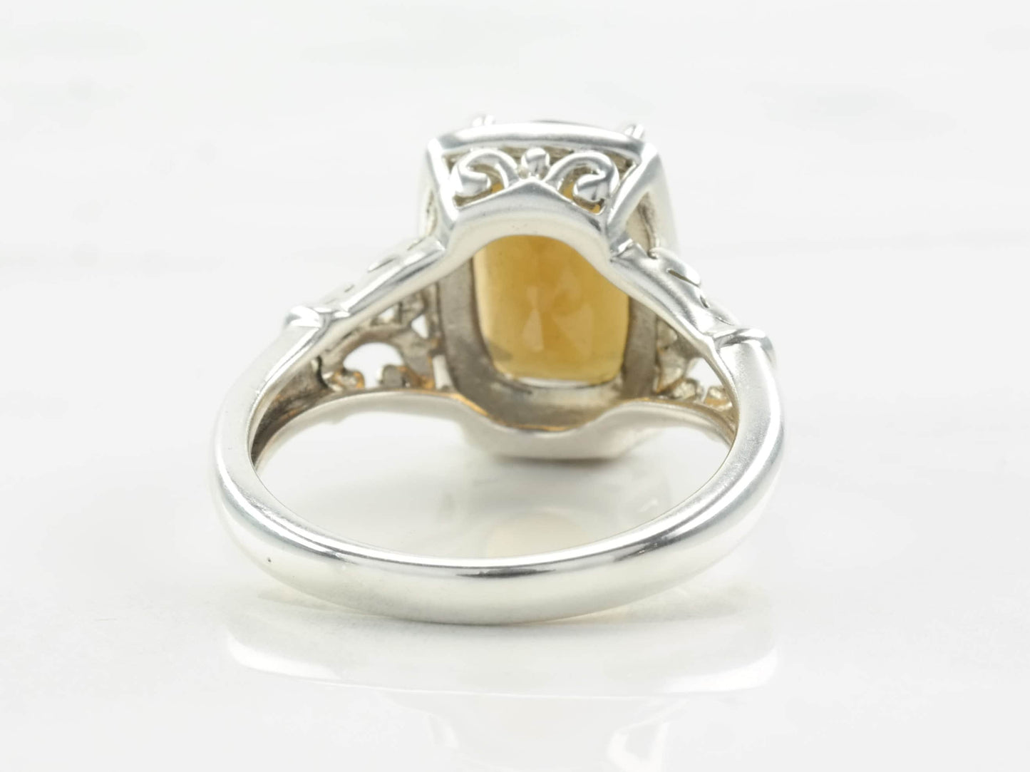 Sterling Silver Ring Citrine Square Size 8