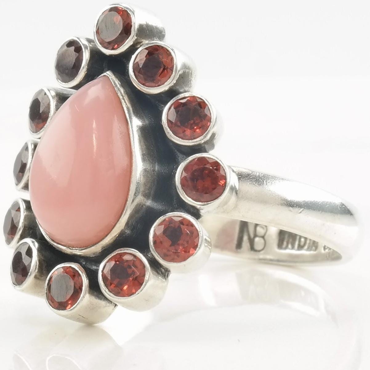 Vintage Nicky Butler Ring Opal, Garnet Sterling Silver Size 10