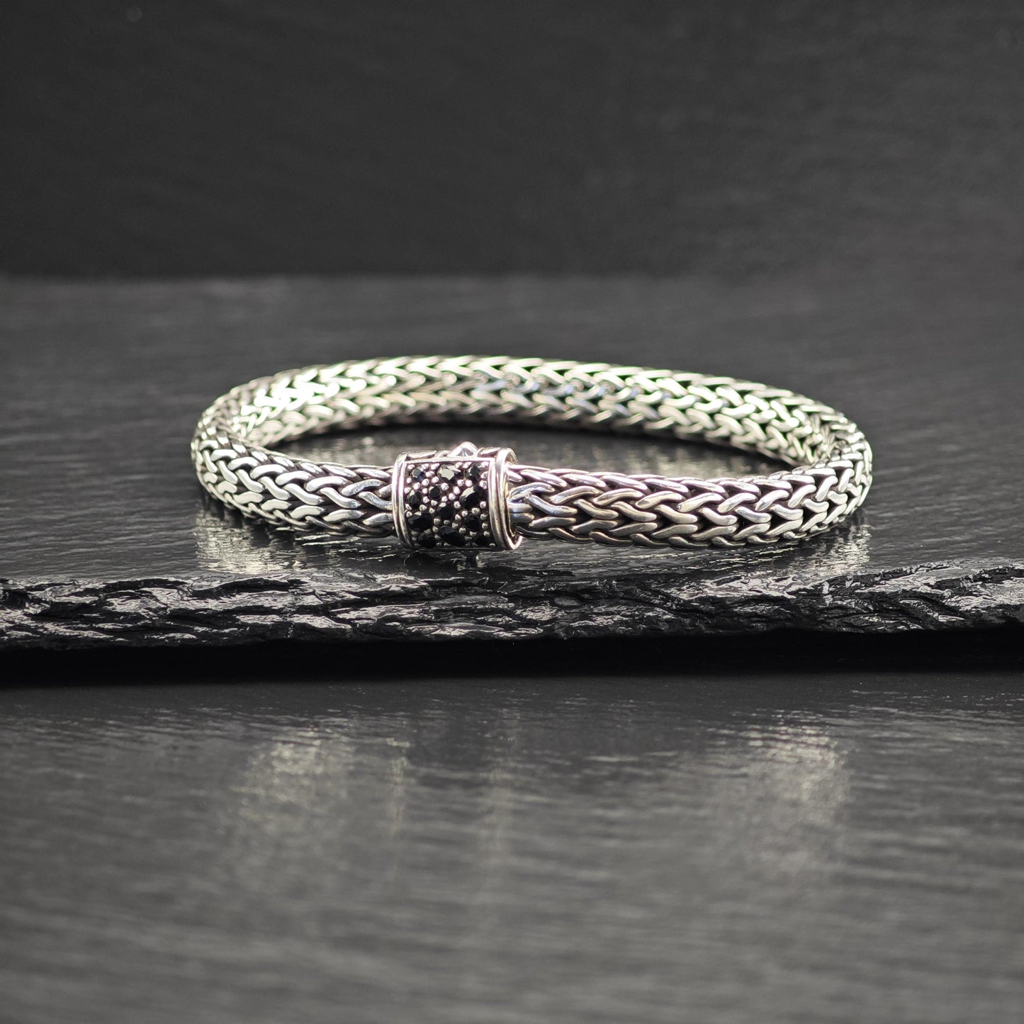 John Hardy Icon Bracelet 7.5mm Black Sapphire Sterling Silver