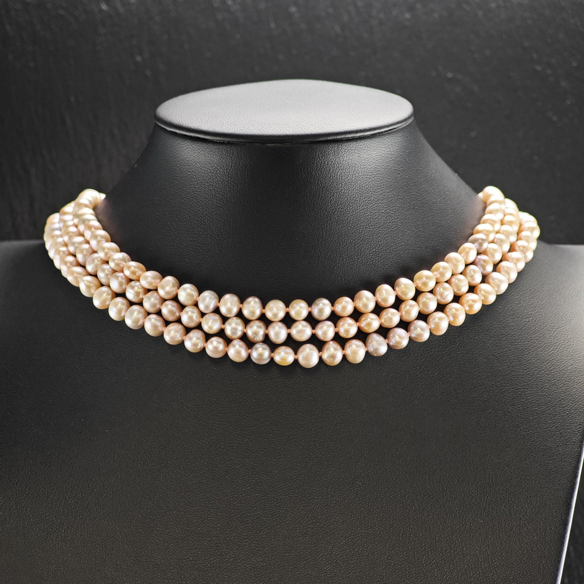 7mm Pink Pearl, 14K Gold Clasp Beaded Necklace N2789