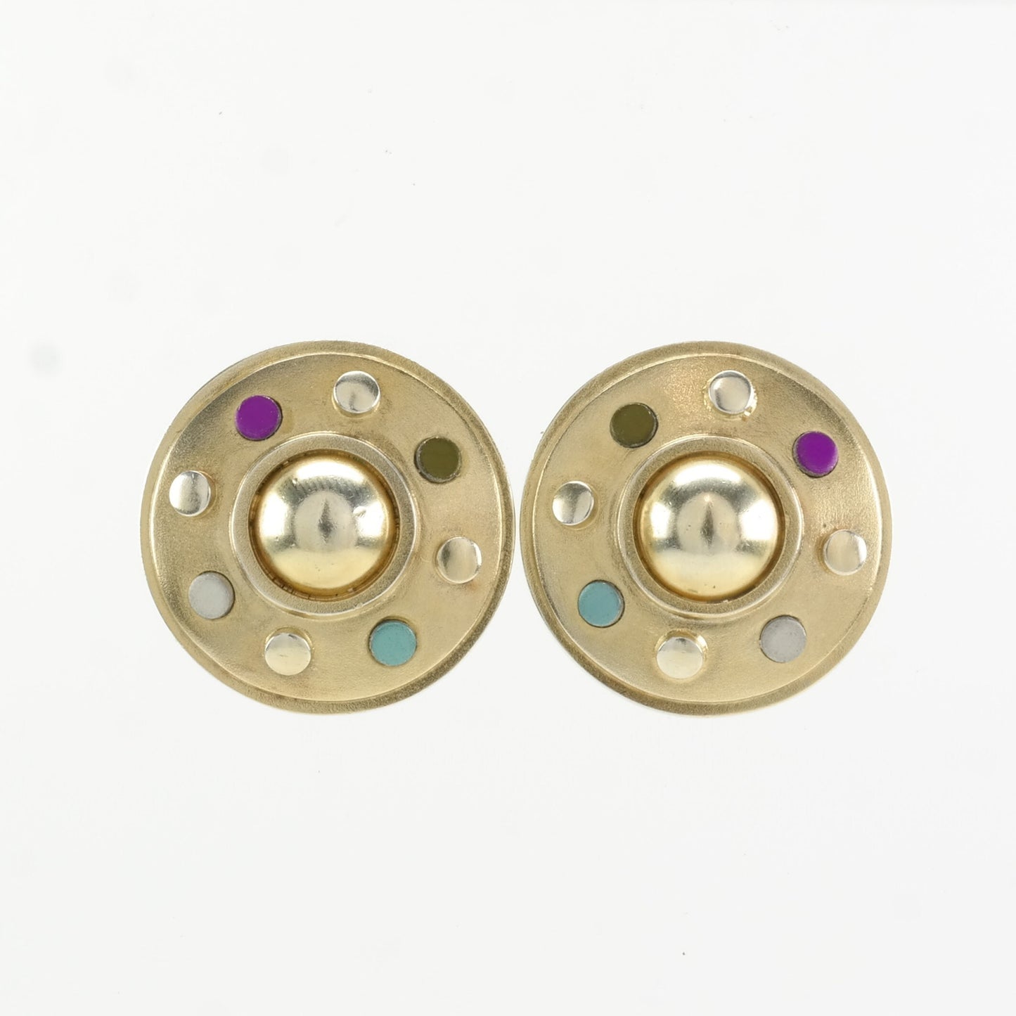 Sterling Silver Multicolor Gold Hue Abstract Earrings Stud