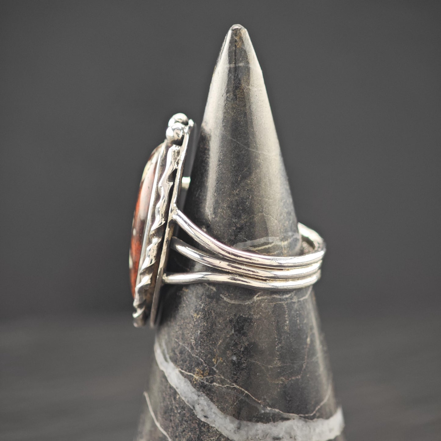 Vintage Sterling Silver Ring, Unique Gemstone Size 5 1/4