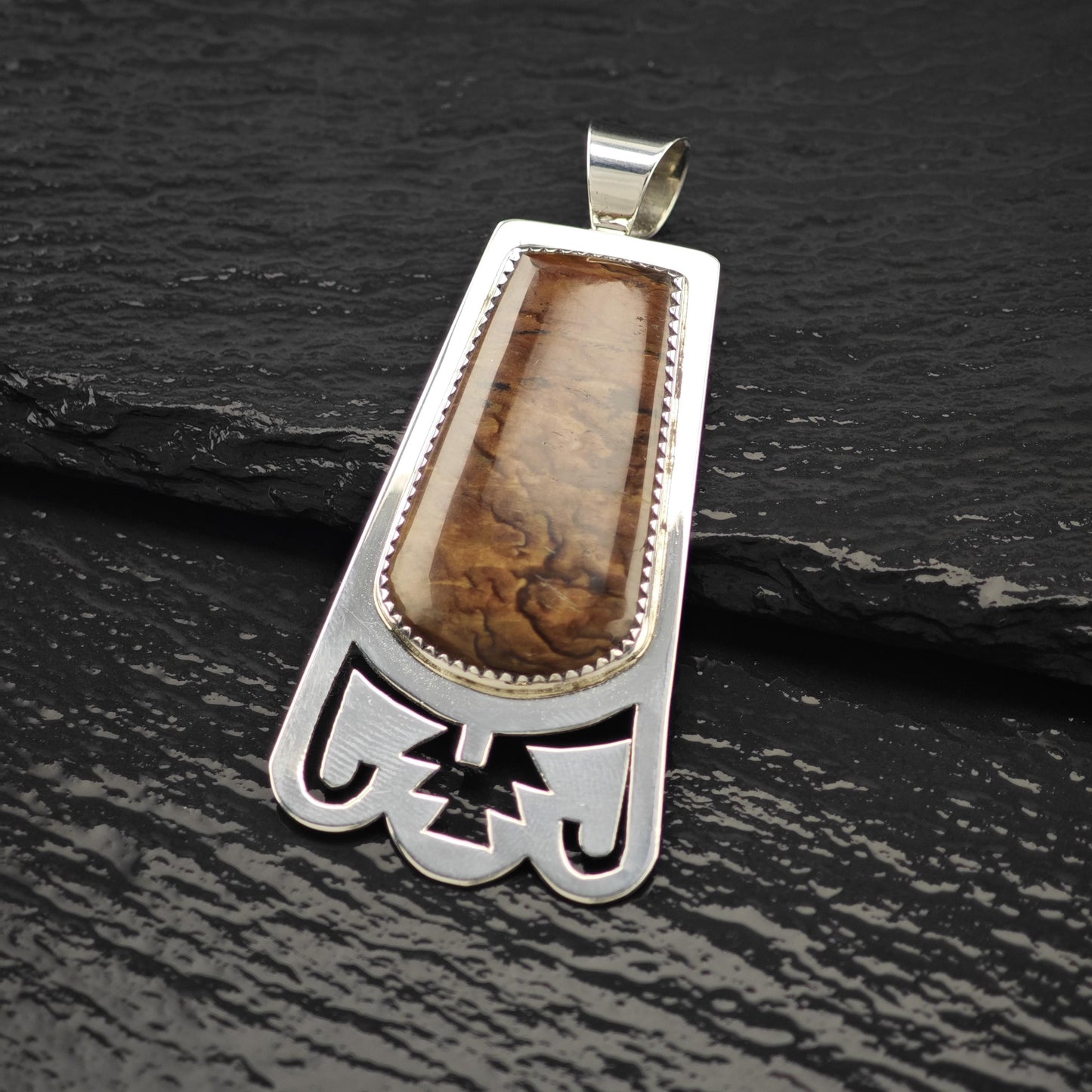 Brown Gem Pendant Sterling Silver by Joe Chavez P2822