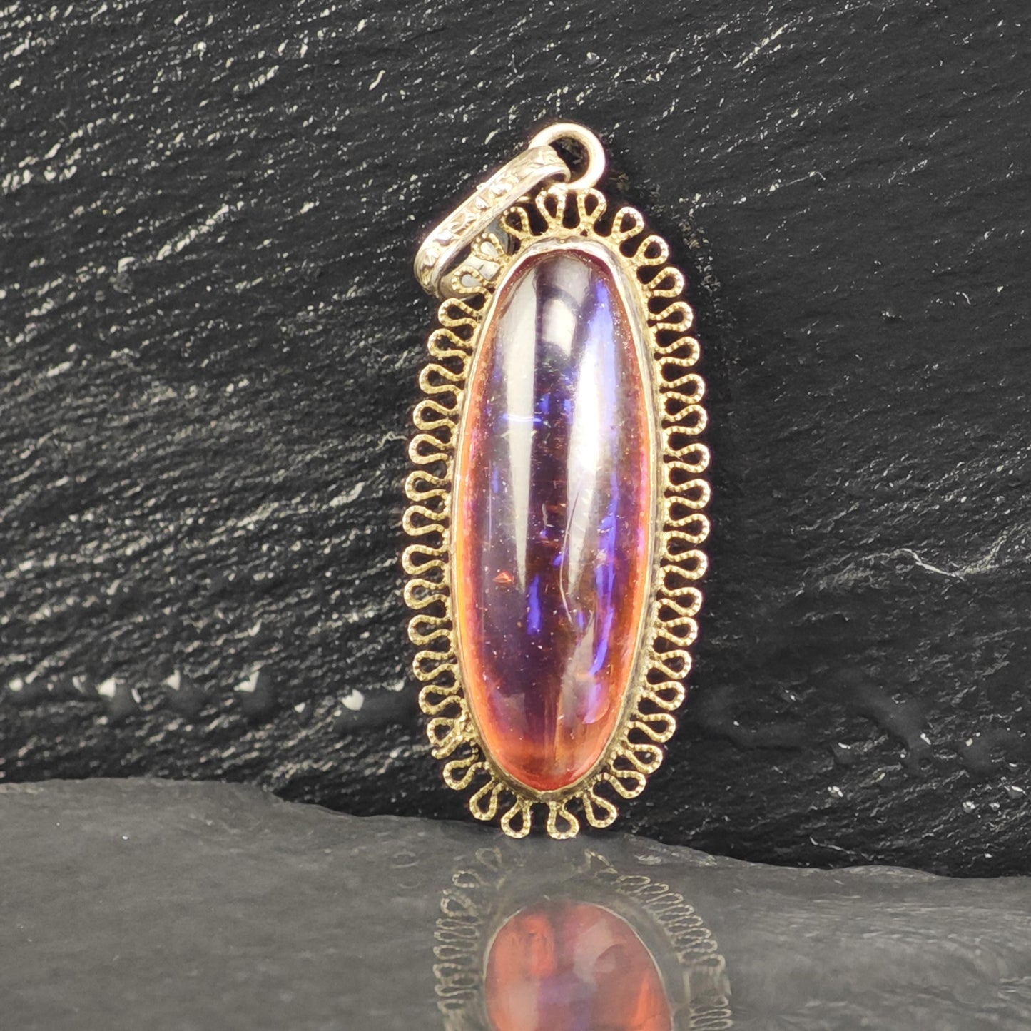 Dragon's Breath Opal Glass Pendant Sterling Silver P3049