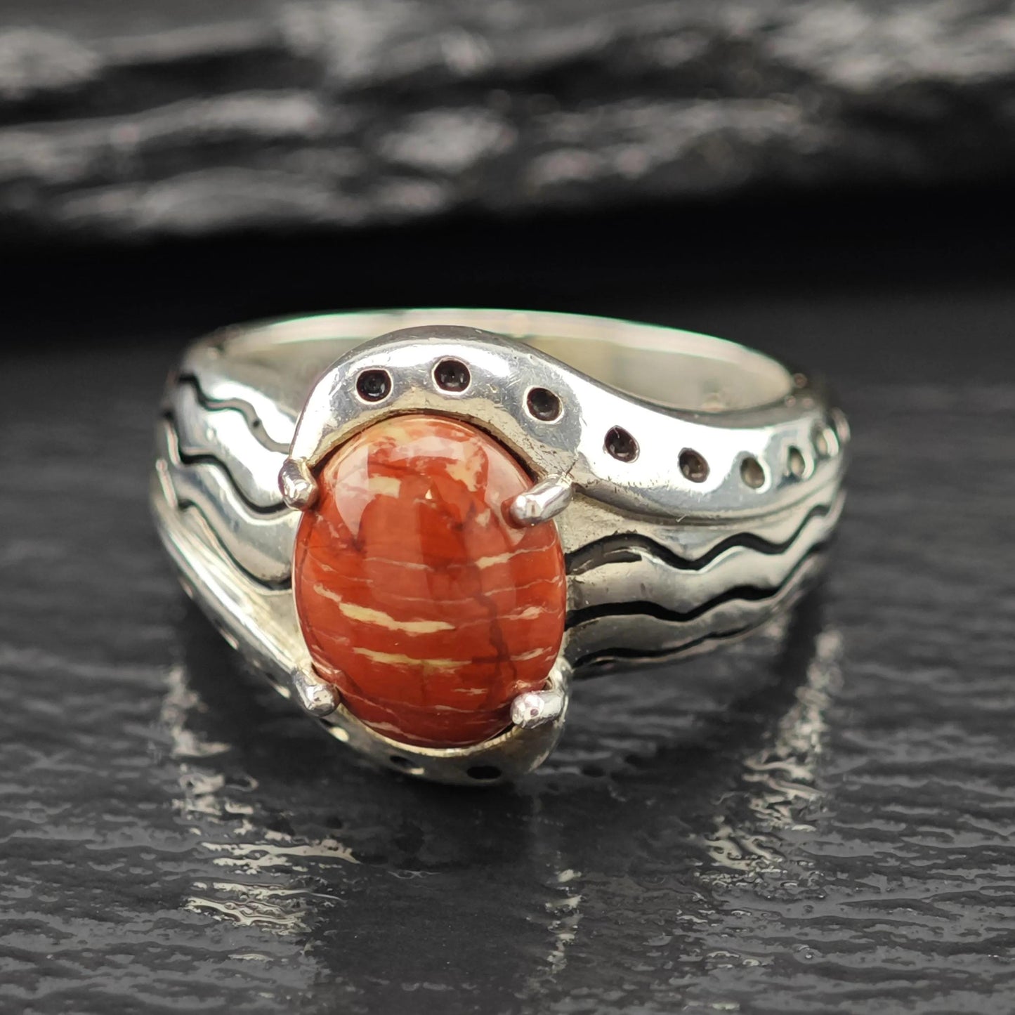 Red Jasper Ring Sterling Silver Jewelry Size 7 R6140