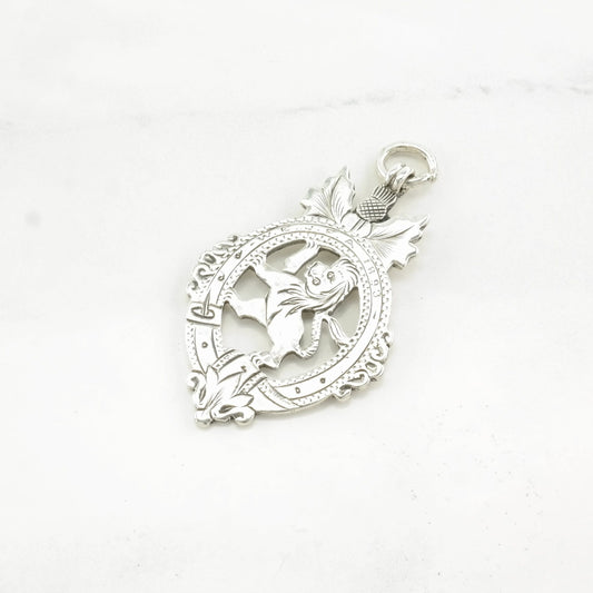 Antique Early Scottish Football Club Medal Lion Sterling Silver Pendant