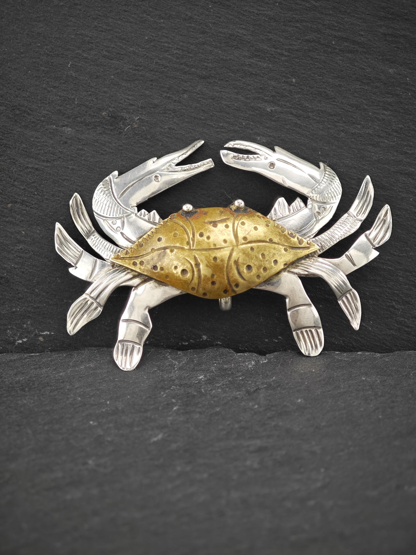 Studio Brass, Gold Tone Crab Brooch/Pendant Sterling Silver