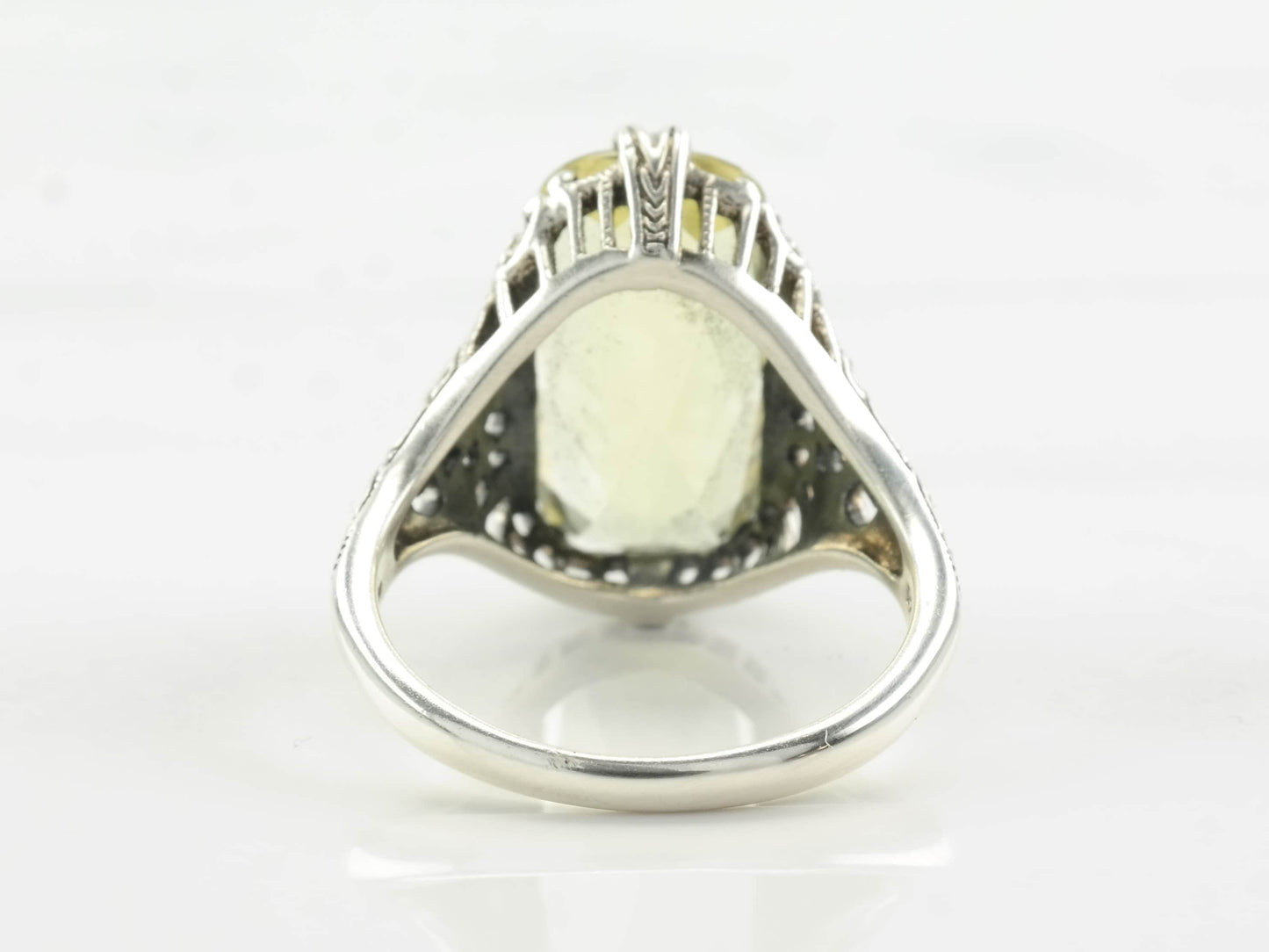 Sterling Silver Ring Citrine Ornate Size 6 3/4