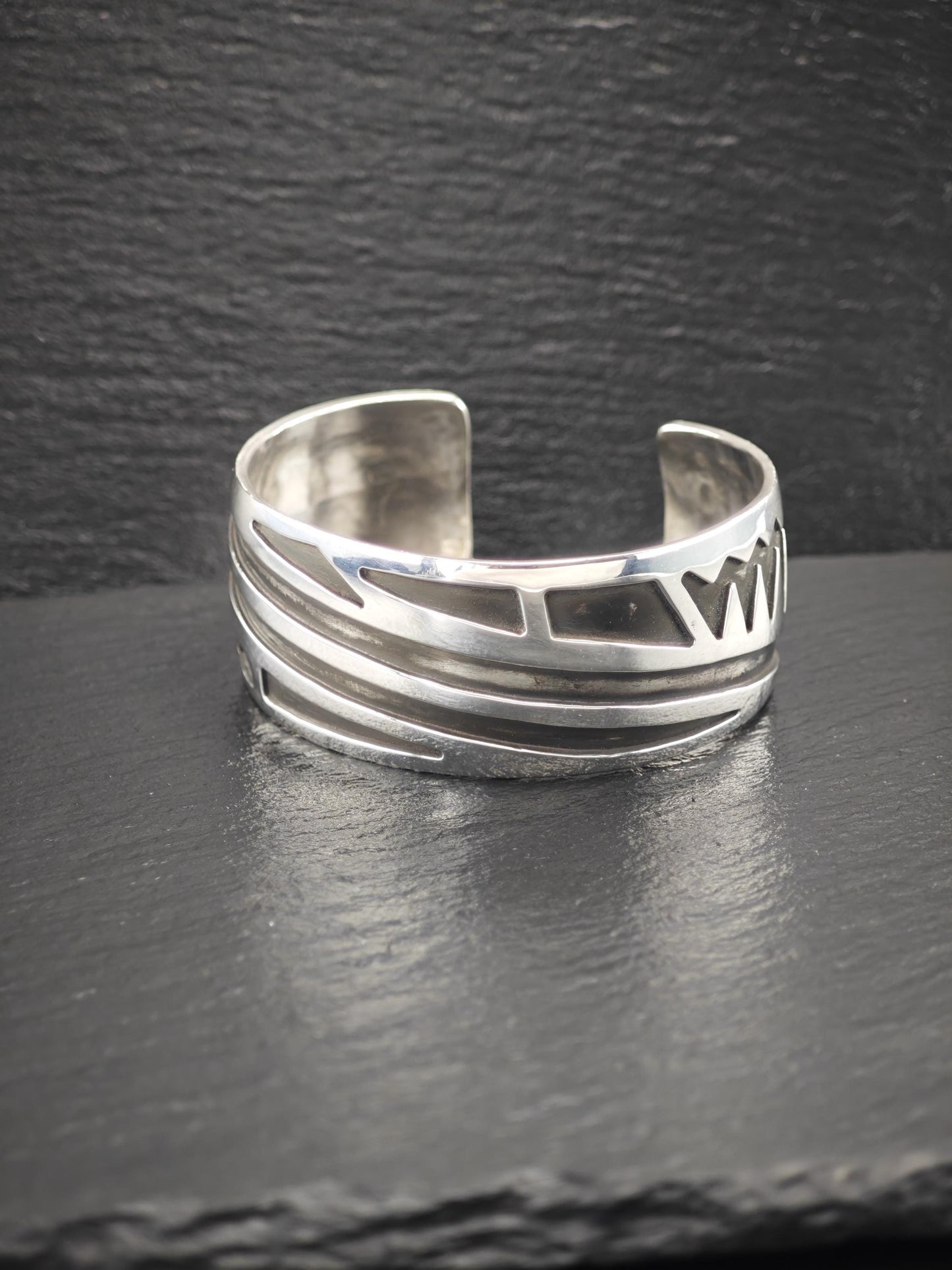 Native American Overlay, Cuff Bracelet Sterling Silver