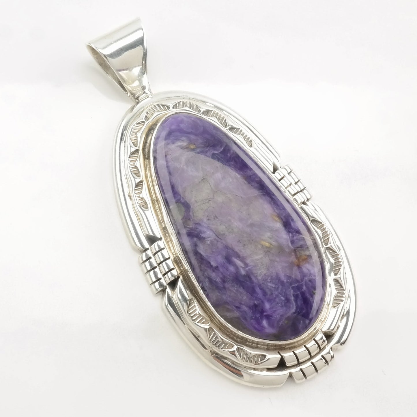 Navajo Charoite Large Sterling Silver Pendant