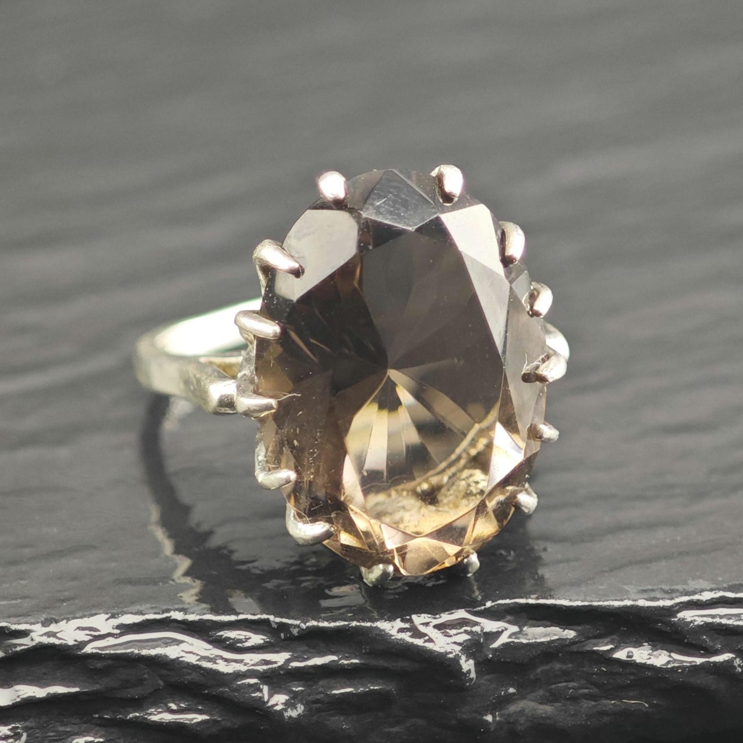 Smoky Quartz Sterling Silver Ring Sz 5 1/2 R6679
