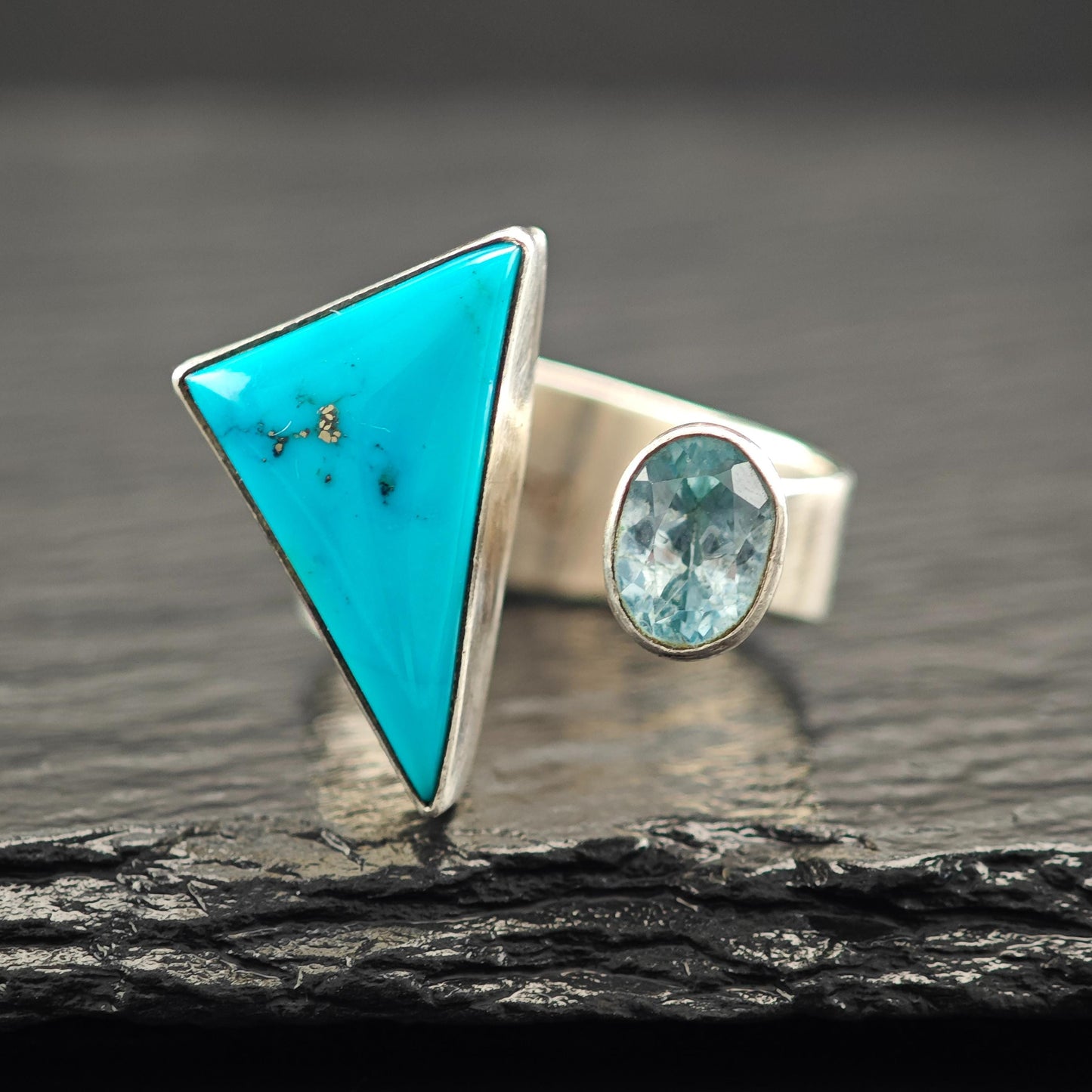 JFC Modernist Topaz Turquoise Ring Sterling Silver R5811