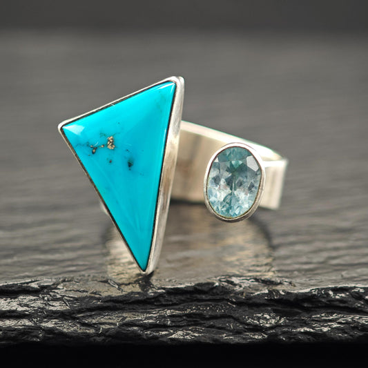 JFC Modernist Topaz Turquoise Ring Sterling Silver R5811