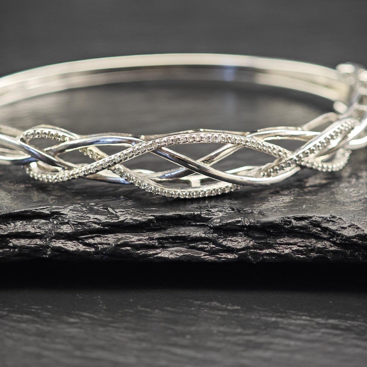 JWBR White Diamond Bangle Bracelet Sterling Silver