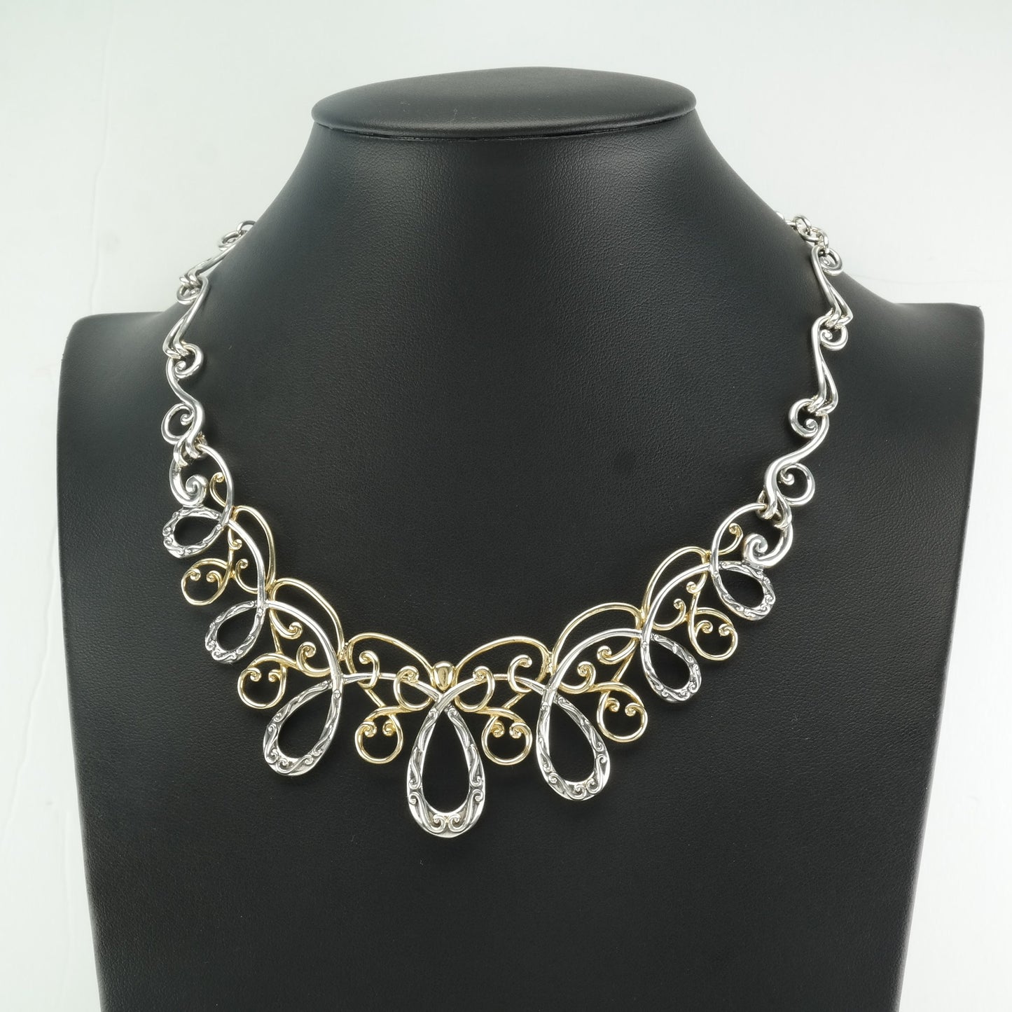 Carolyn Pollack Sterling Silver Brass Scroll Necklace