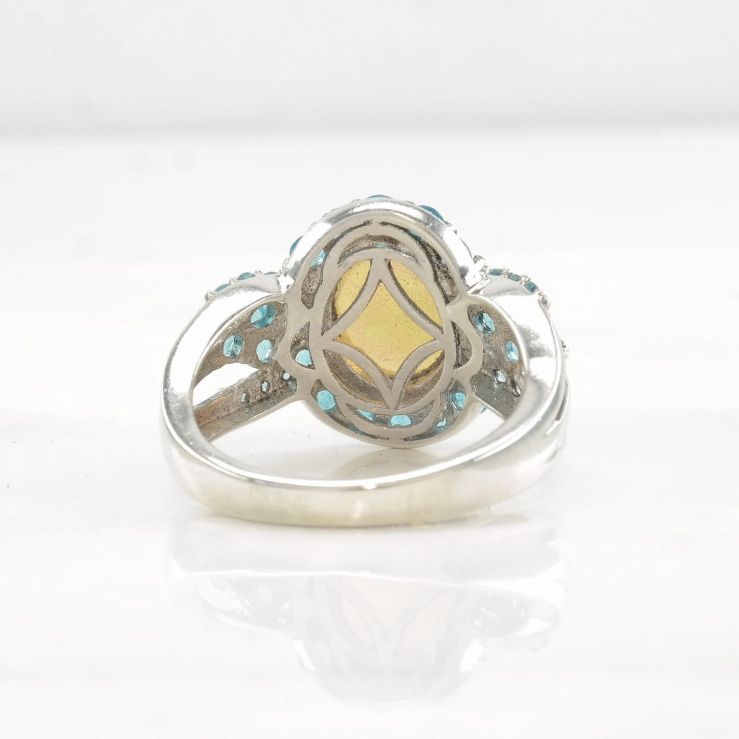 Vintage STS Silver Ring Opal, Apatite Sterling Size 9 1/4