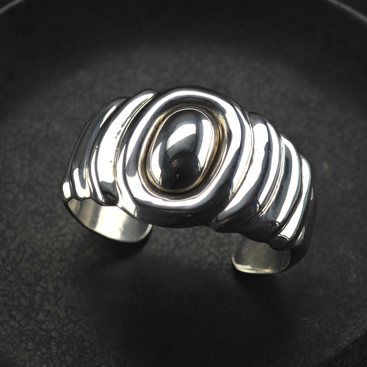 Taxco Ballesteros Modernist Abstract Sterling Silver Cuff Bracelet Sz 6 1/4" BR3193