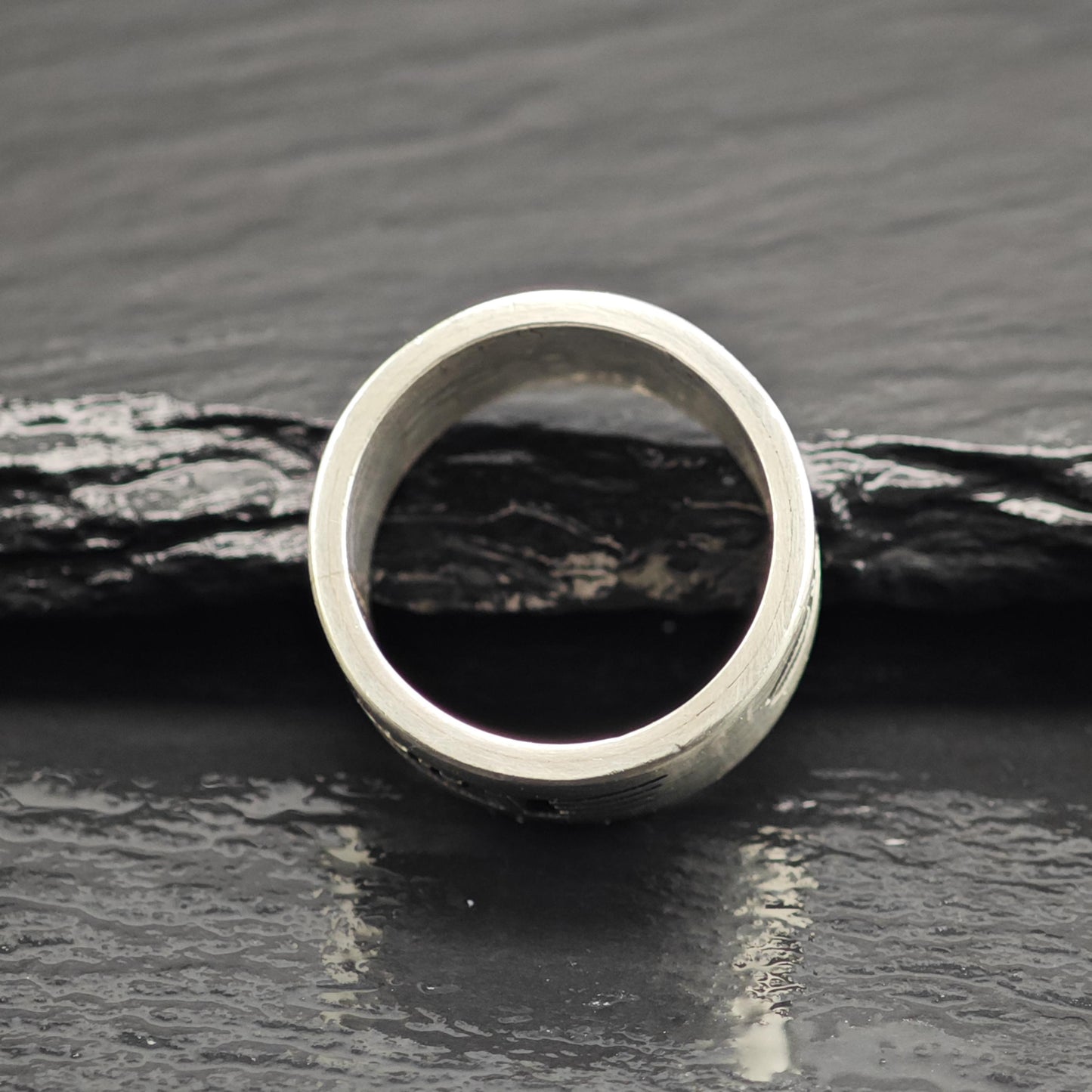 Hopi Bear Overlay Band Sterling Silver Ring Sz 5 3/4 R6691