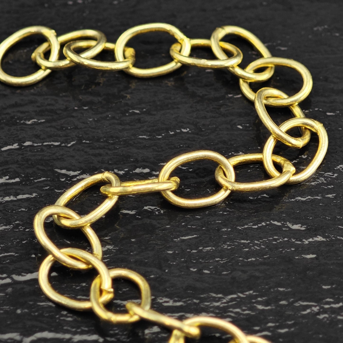 Gold-Plated Sterling Silver Link Bracelet Sz 6 1/2" BR3113