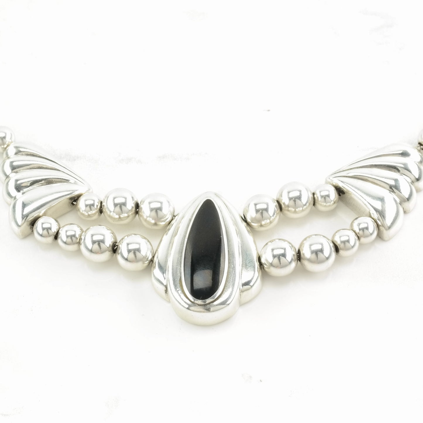 Kabana Sterling Silver Onyx Beaded Necklace