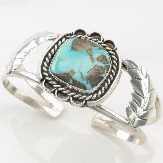 Native American Bisbee Turquoise Cuff Bracelet Sterling Silver