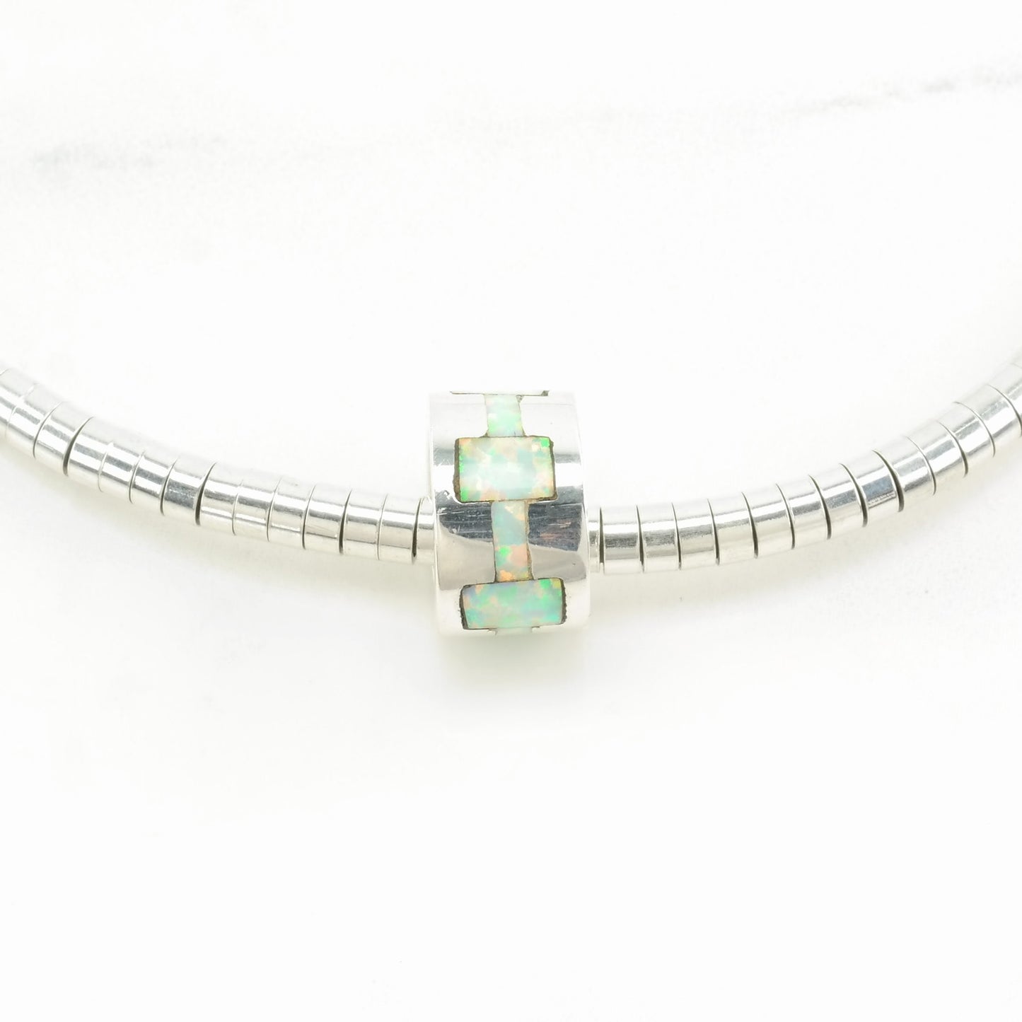 Christin Wolf Sterling Silver Lab Opal, Inlay Beaded Necklace