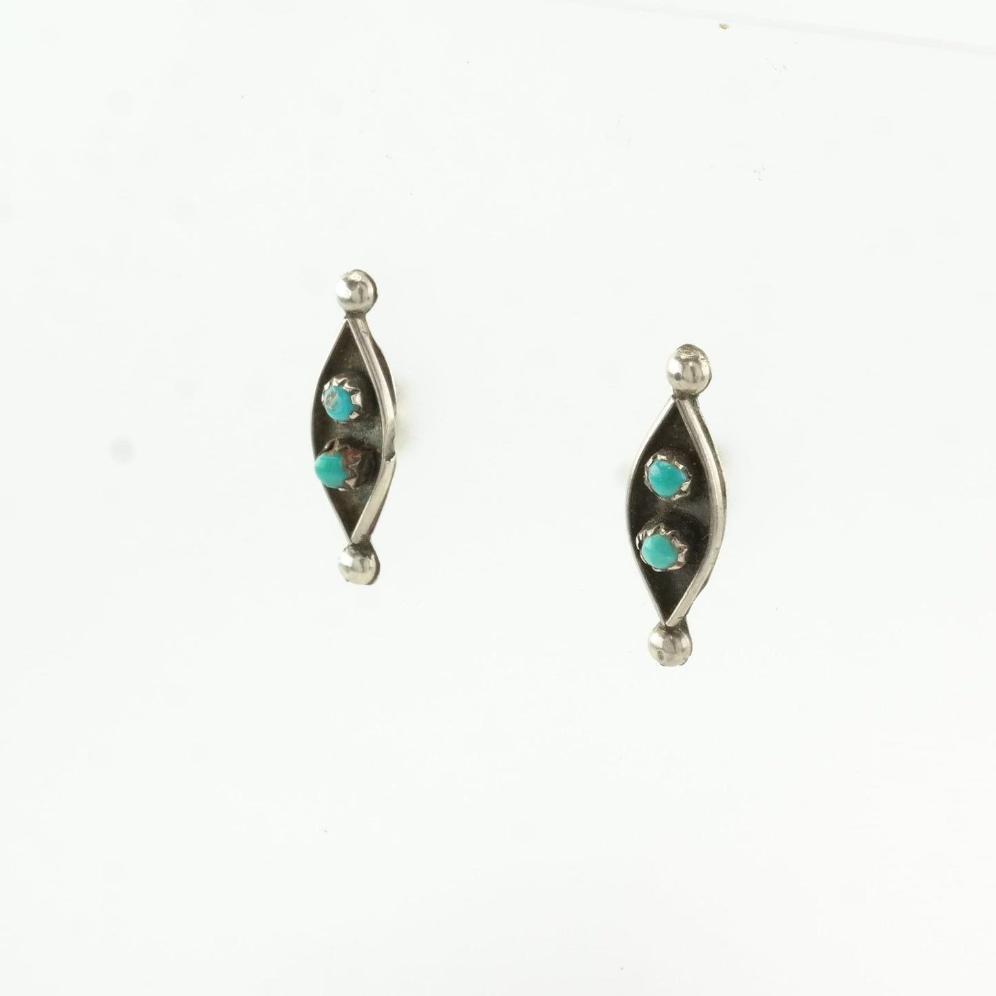 Zuni Sterling Silver Blue Turquoise Earrings Stud