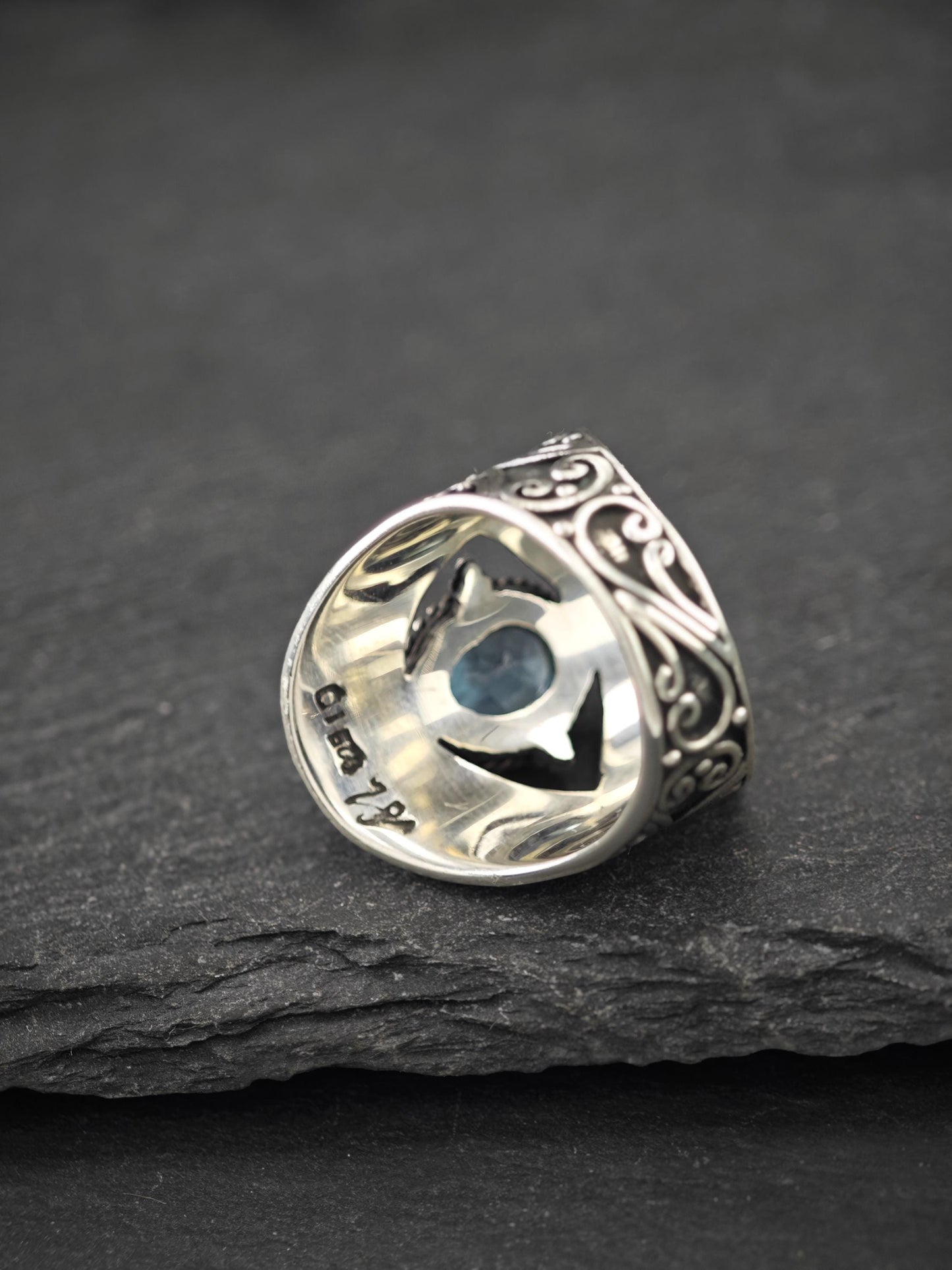 Vintage Topaz, Filigree Ring Sterling Silver