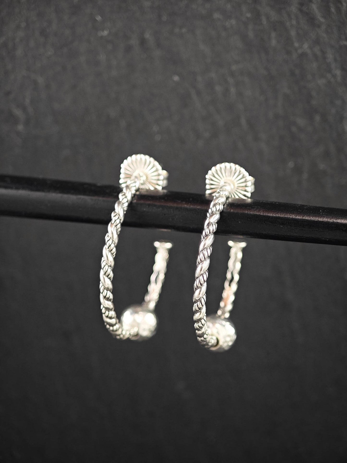 Vintage Jai Stud/Hoop Earrings Sterling Silver