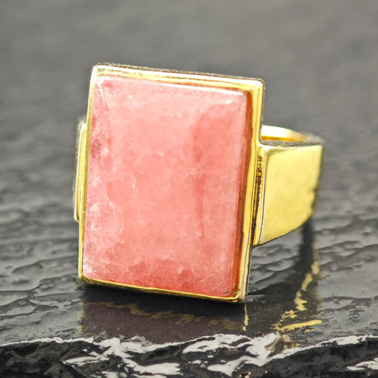 Badavici Rhodochrosite Ring Gold Vermeil Sterling Silver Sz 7