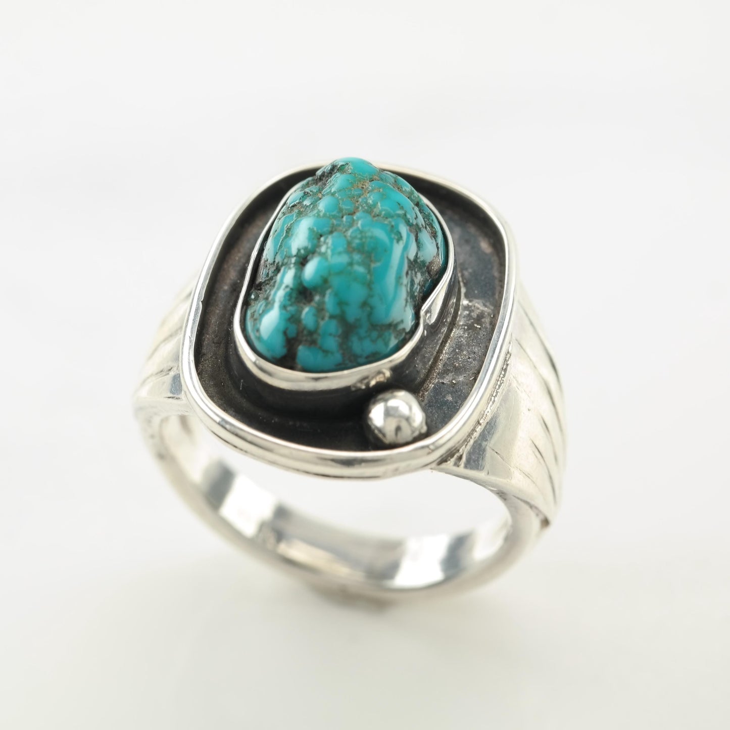 Southwest Turquoise Sterling Silver Ring Size 10