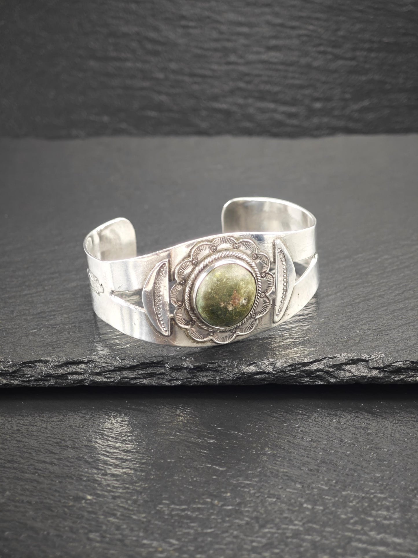 Fred Harvey Era Cerillos, Native American Cuff Bracelet Sterling Silver