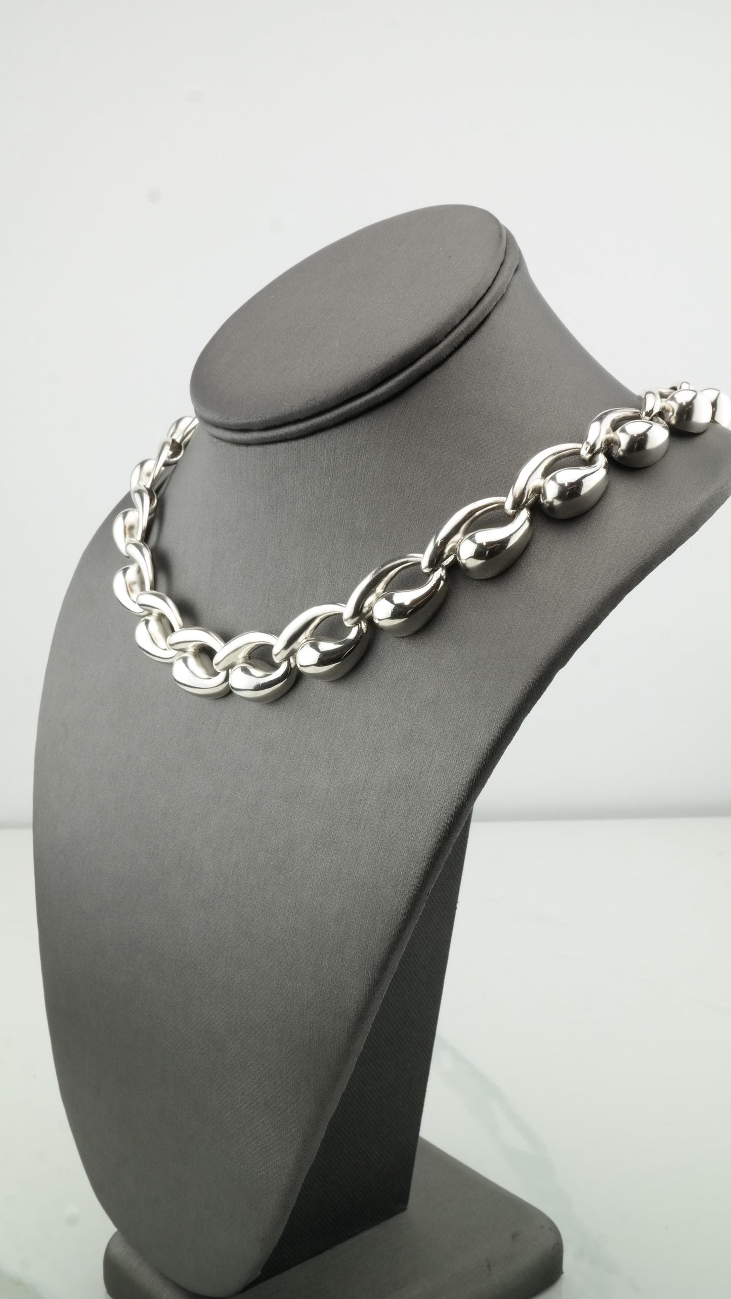 Charles Krypell Sterling Silver Necklace | Sculptural Modernist Jewelry | 18.5"