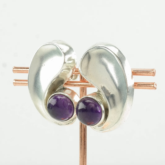 Antonio Pineda Sterling Silver Amethyst Earrings Screw back