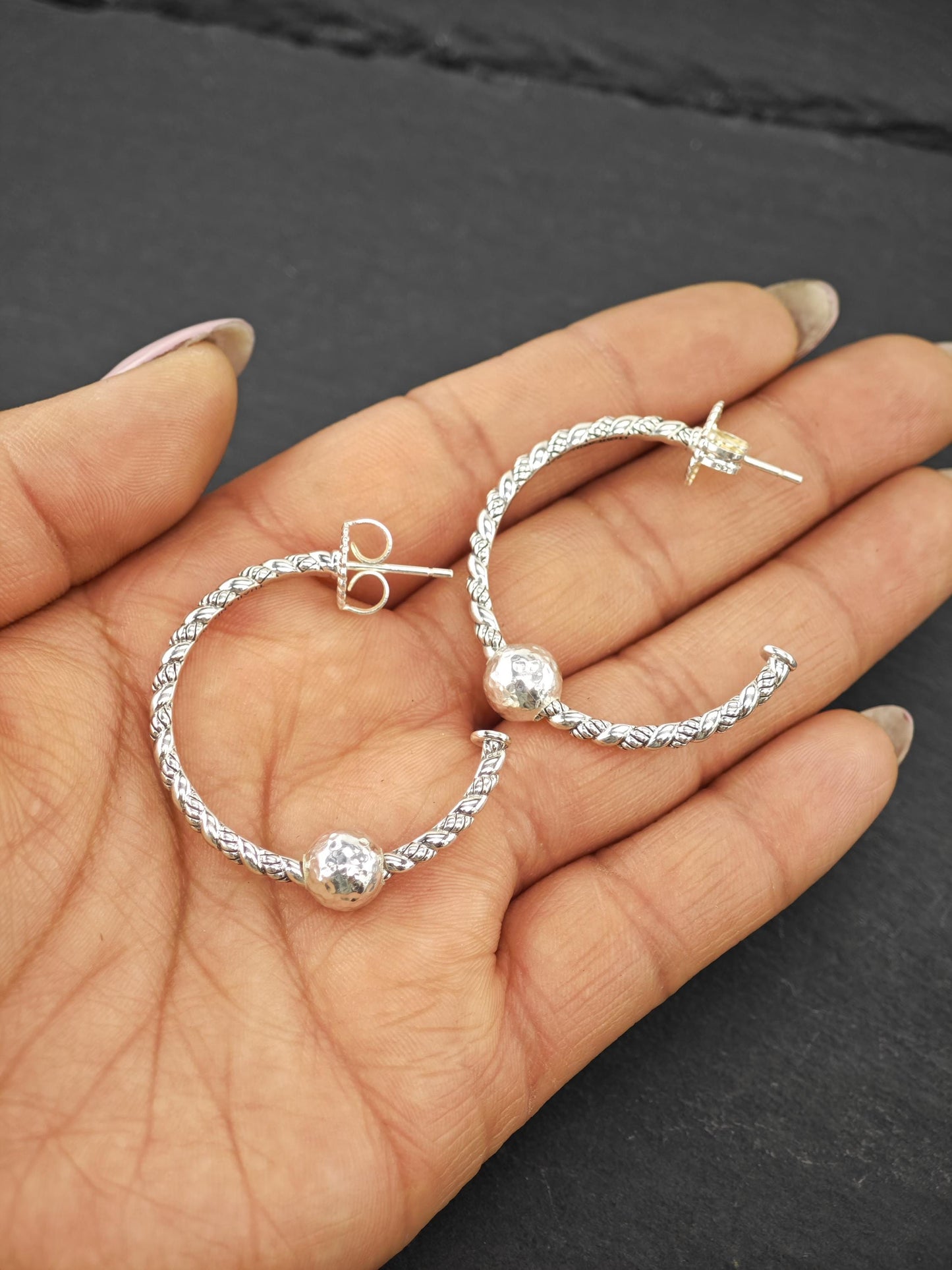 Vintage Jai Stud/Hoop Earrings Sterling Silver