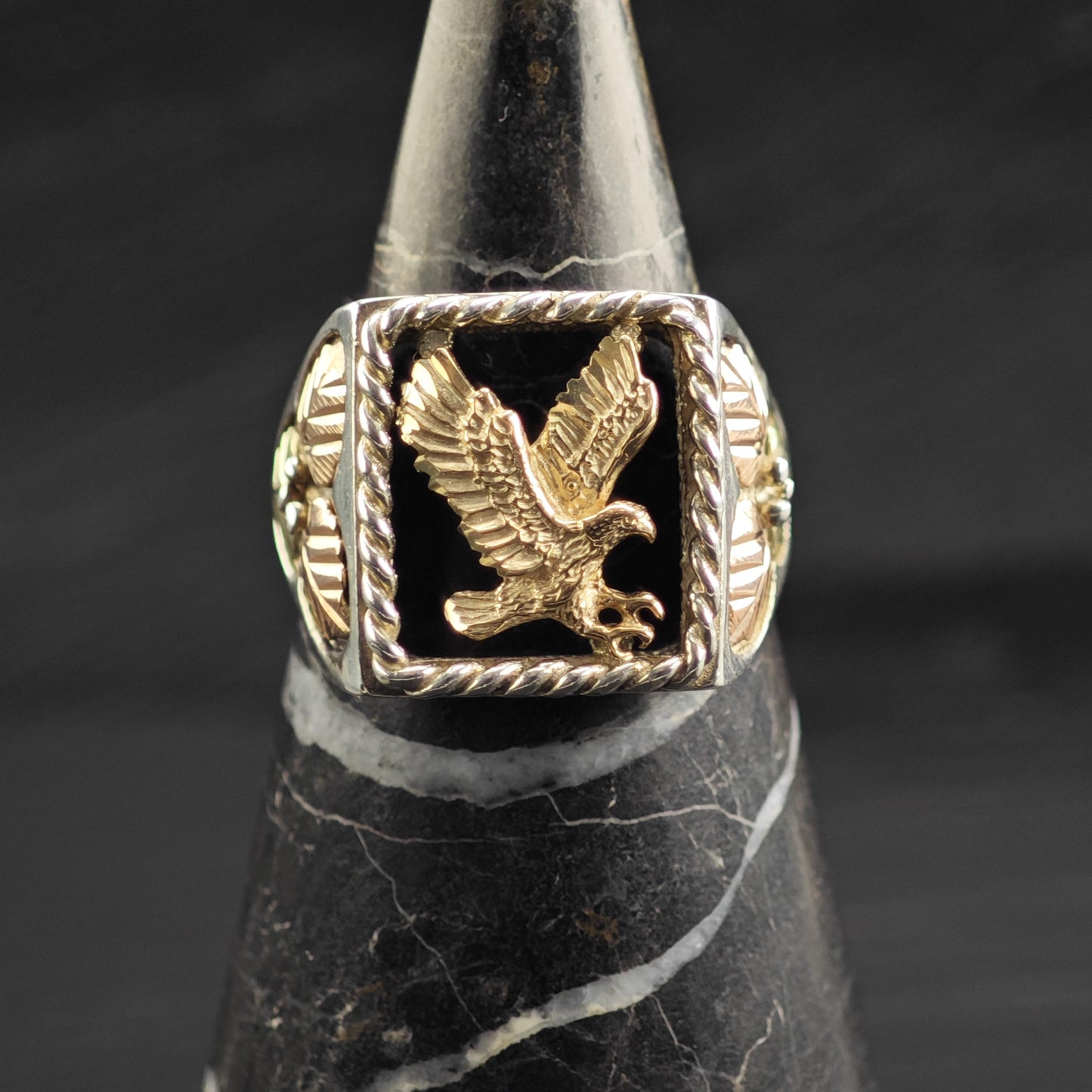 CCO Hills Tri-Color 10K Gold Eagle Sterling Silver Ring Sz 11 R6716