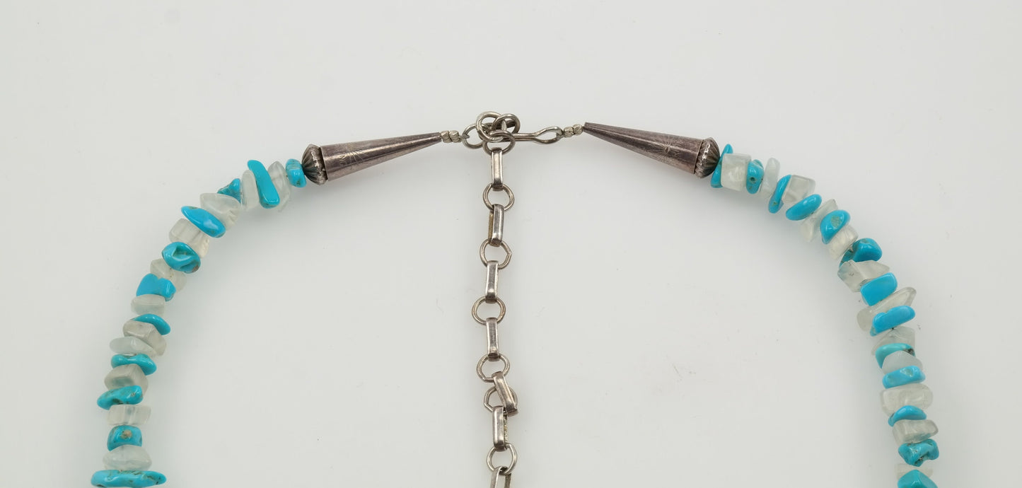 Running Bear Sterling Silver Turquoise, Quartz Necklace