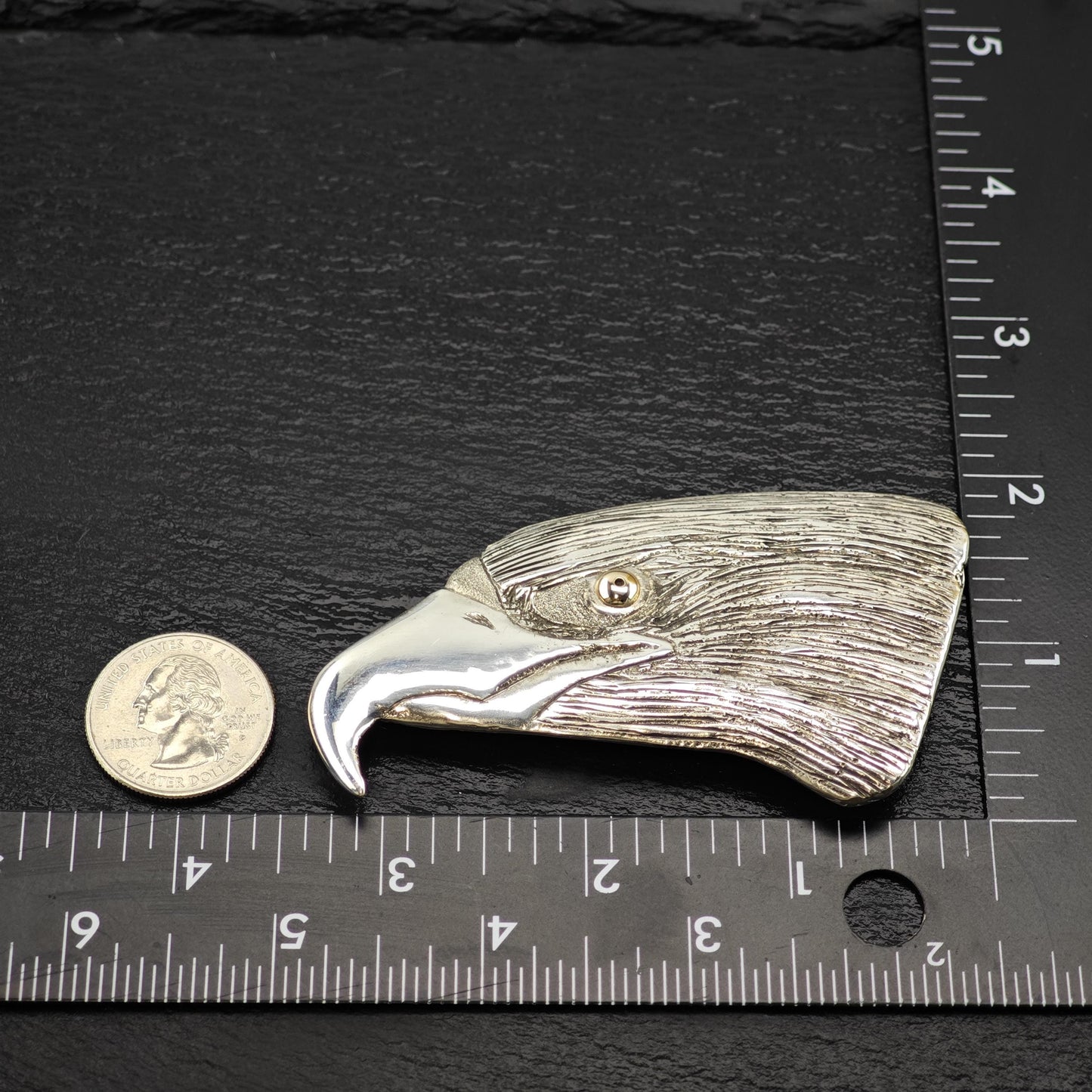 Navajo 14k Gold Eye, Eagle Head Brooch Sterling Silver