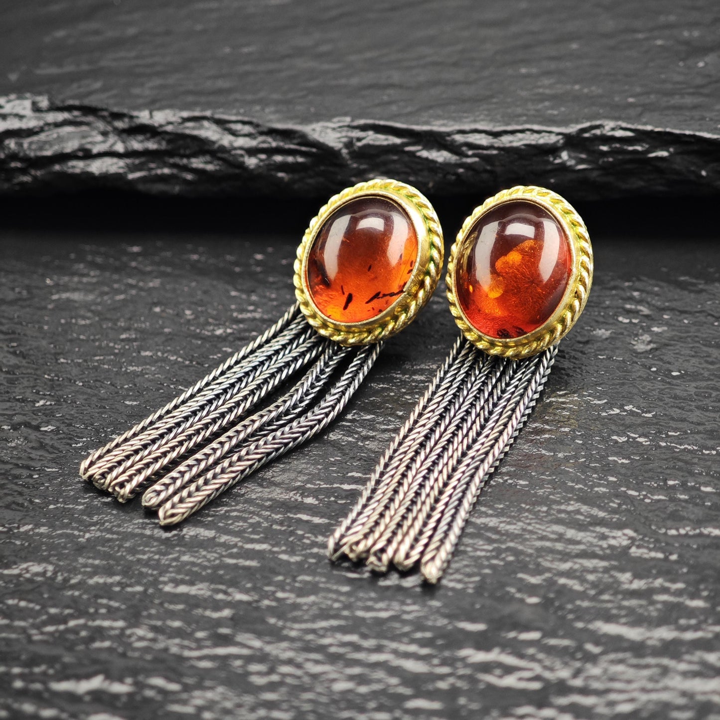 Amber Stud Sterling Silver Earrings ER3125
