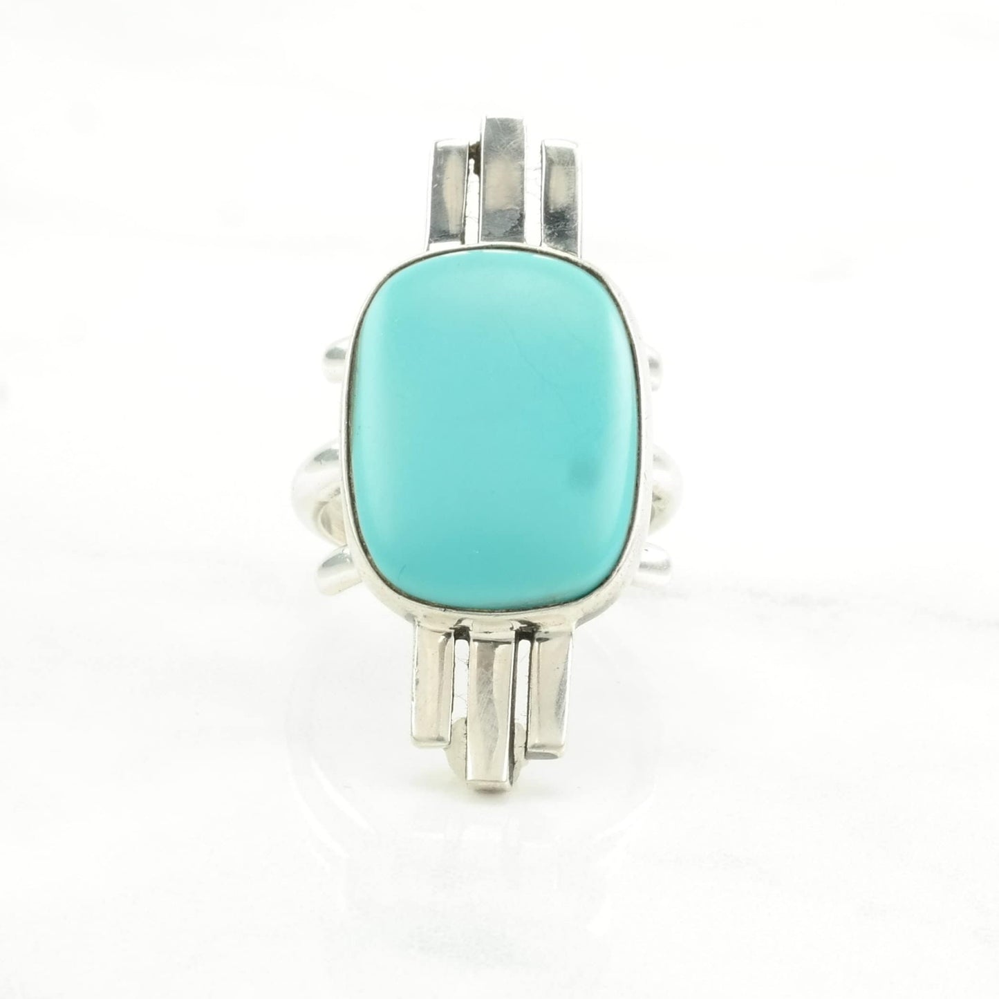 DTR Silver Ring Turquoise Imitation Sterling Blue Size 8