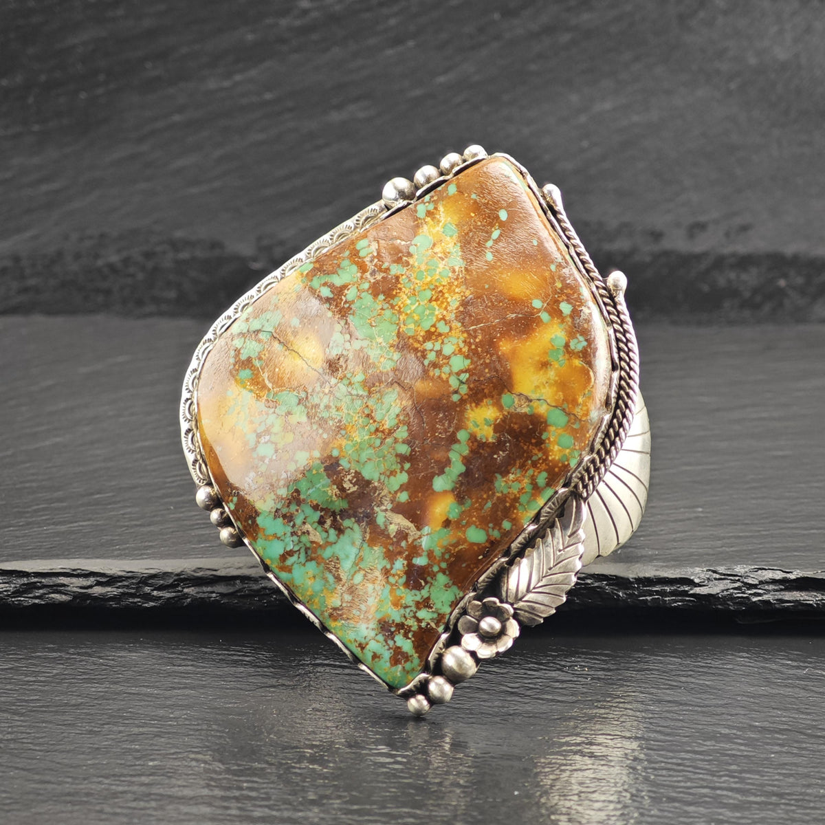 AS IS SW Stabilized Large Turquoise Sterling Silver Cuff Sz 6 1/2" BR3114