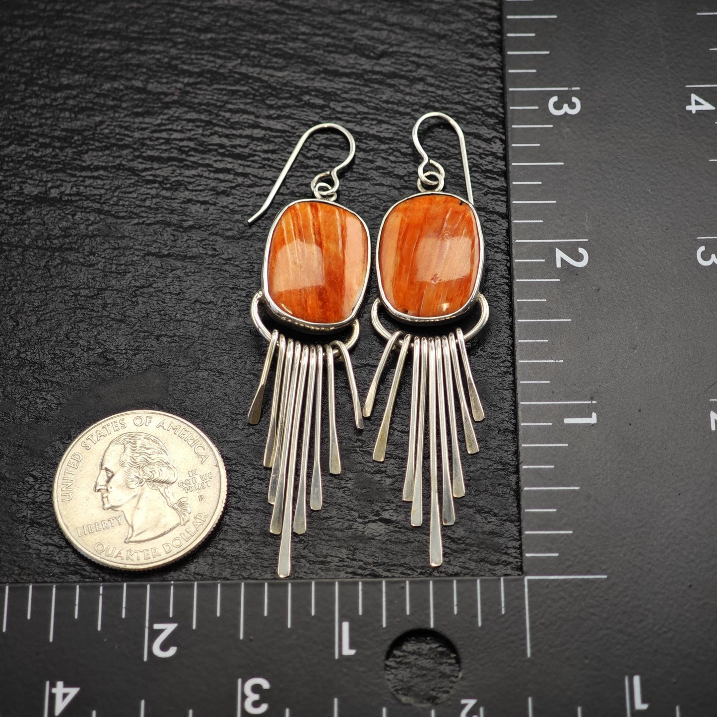 Orange Spiny Oyster Dangle Sterling Silver Earrings ER3114