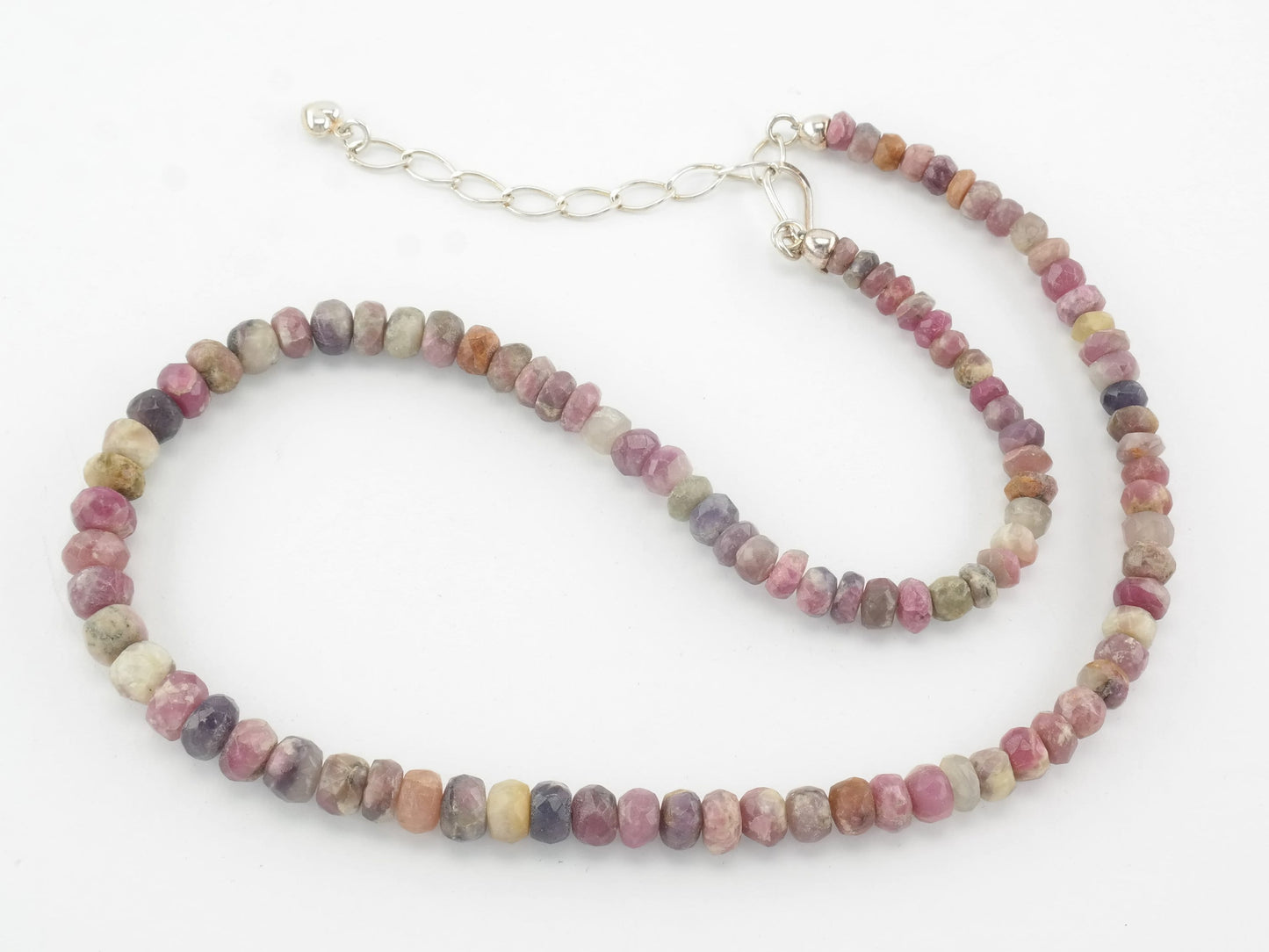 DTR Sterling Silver Opaque Corundum, Ruby Faceted Bead Necklace