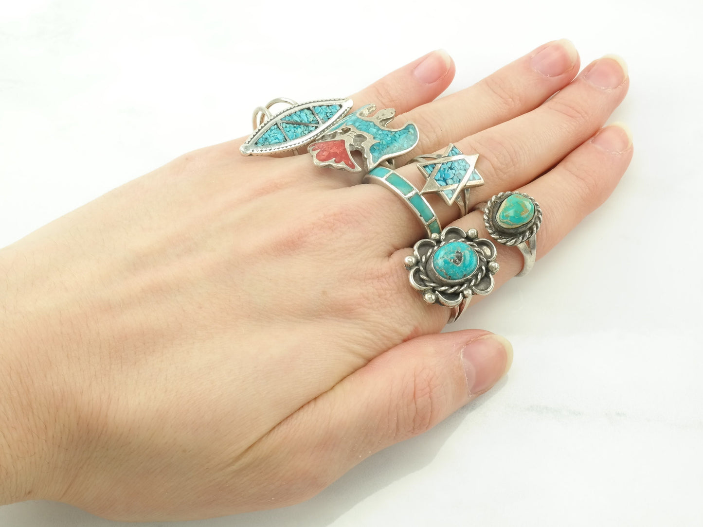 Choice Vintage Sterling Silver Turquoise Size 6 Ring